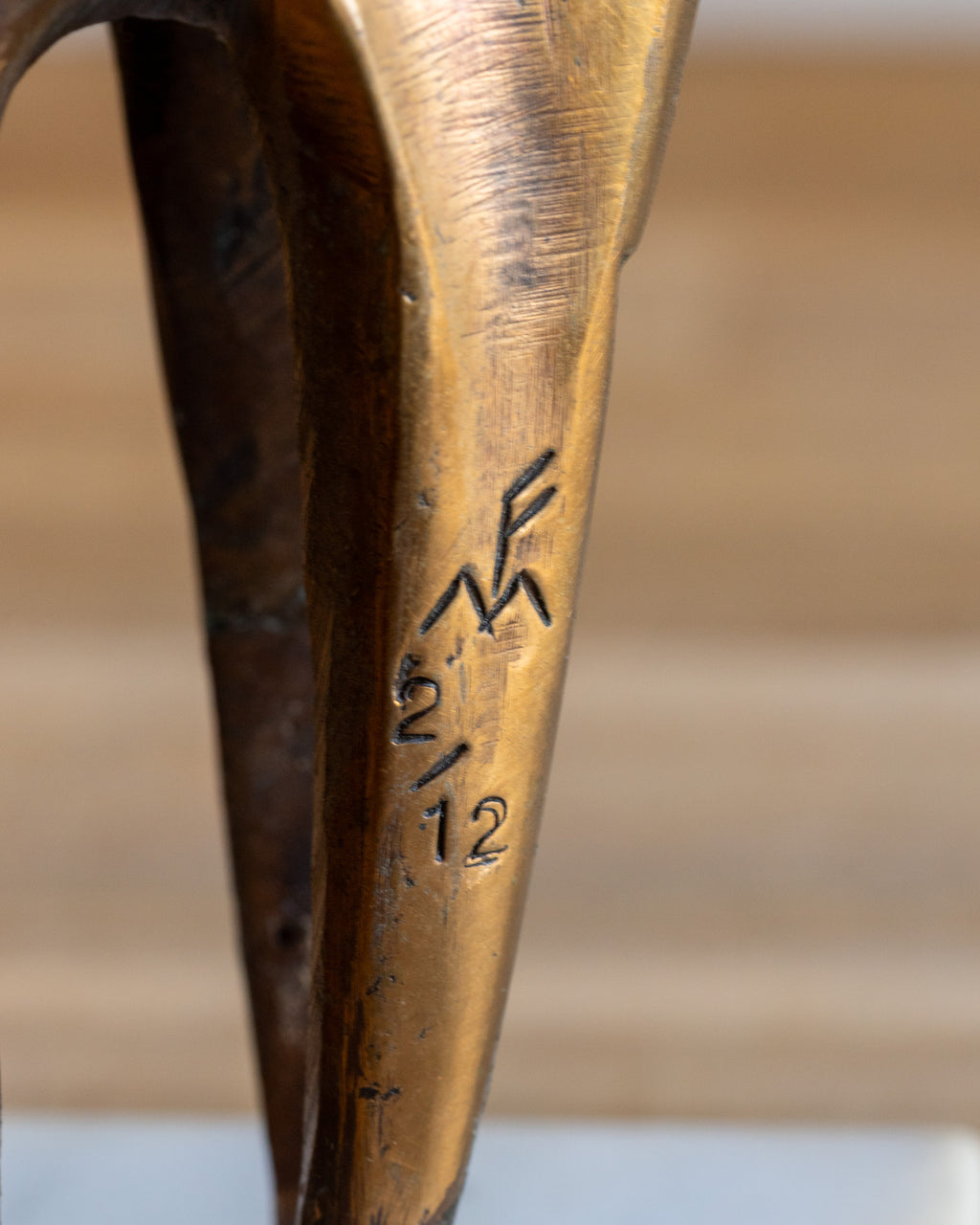 Modernist Figural Giraffe Sculpture Patinated Bronze with Marble Base