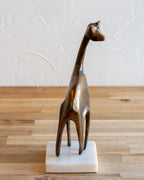 Modernist Figural Giraffe Sculpture Patinated Bronze with Marble Base
