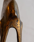 Modernist Figural Giraffe Sculpture Patinated Bronze with Marble Base