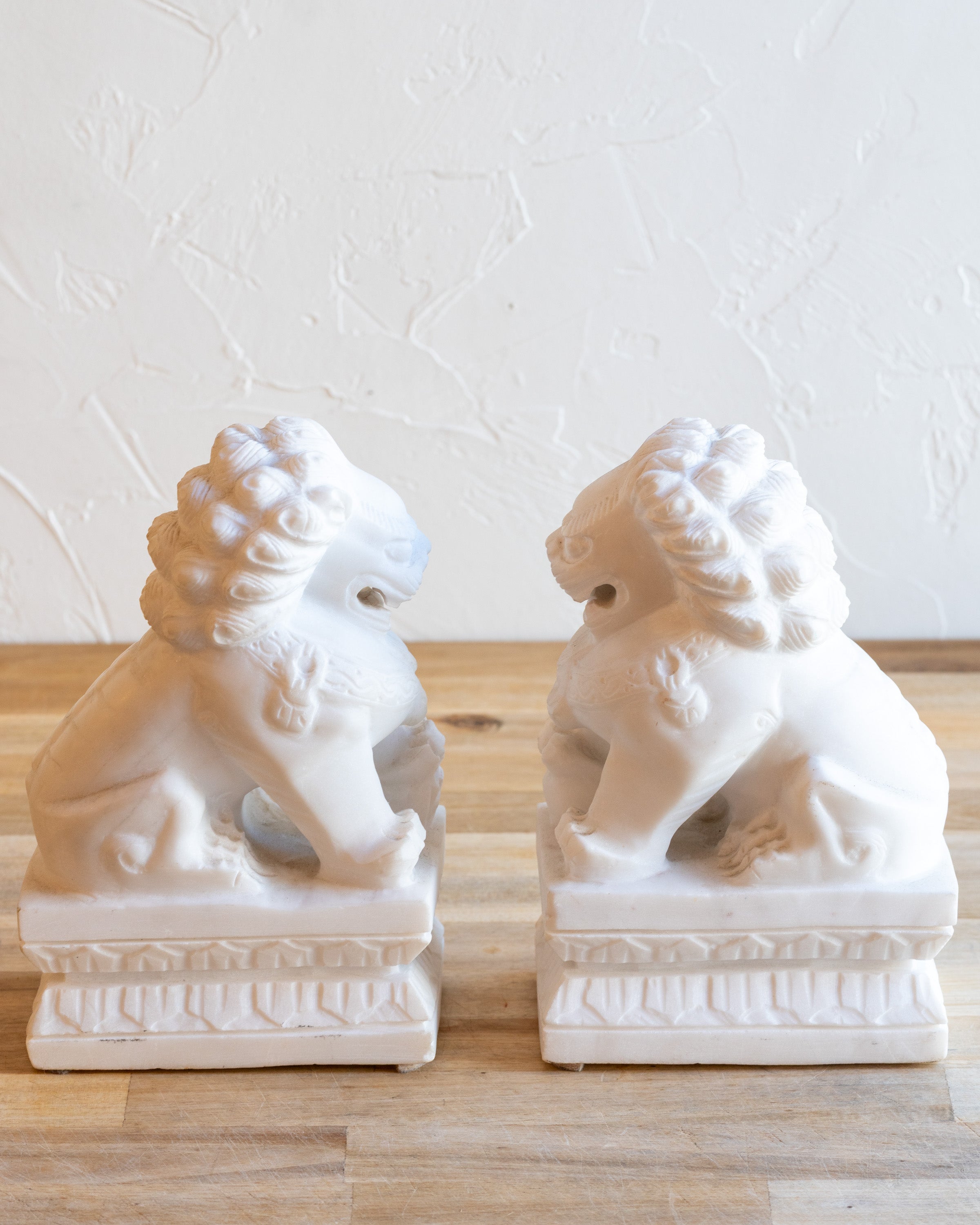 Carved Stone Foo Dogs- Pair