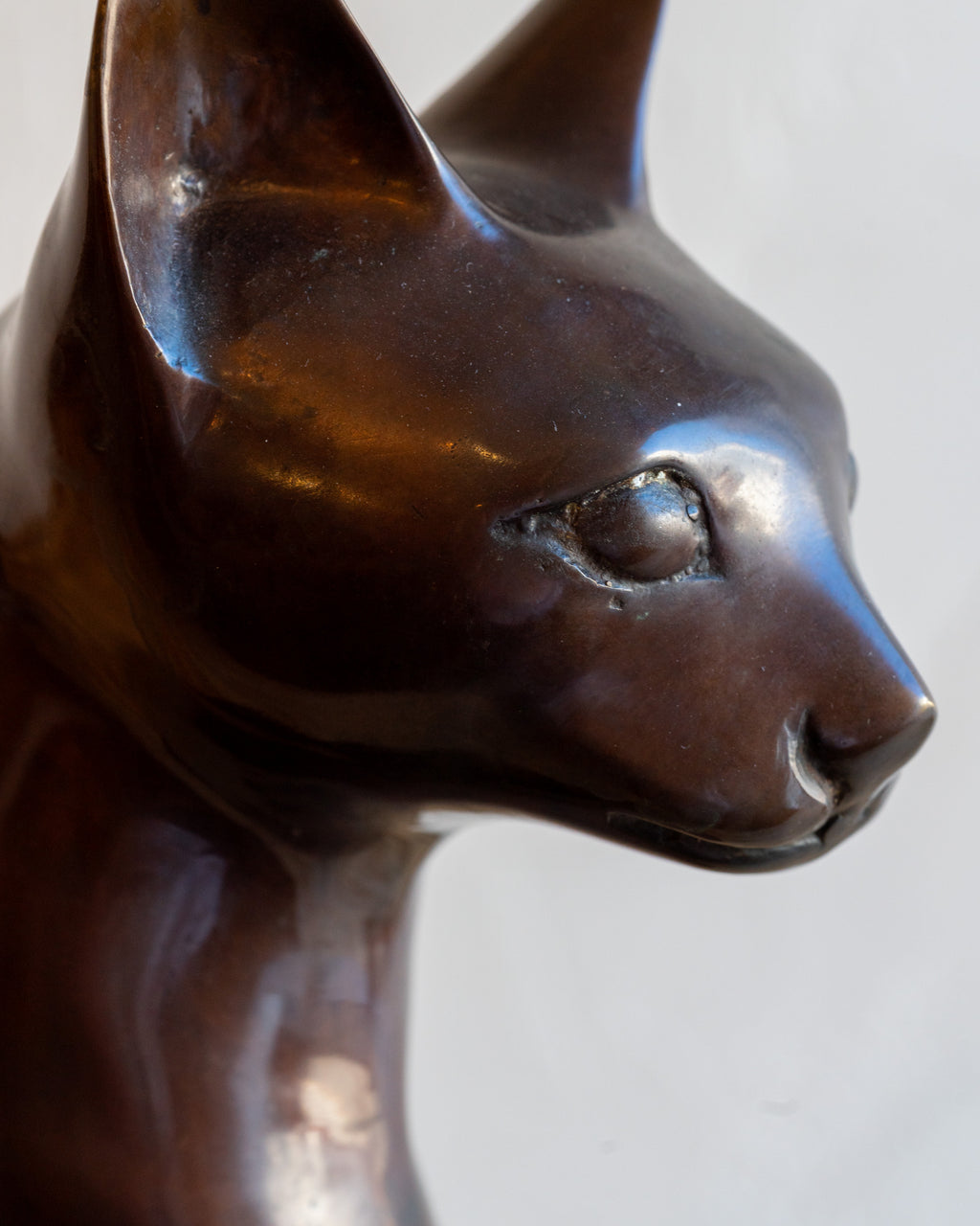 Bronze Seated Cat Sculpture in Egyptian Style- Signed