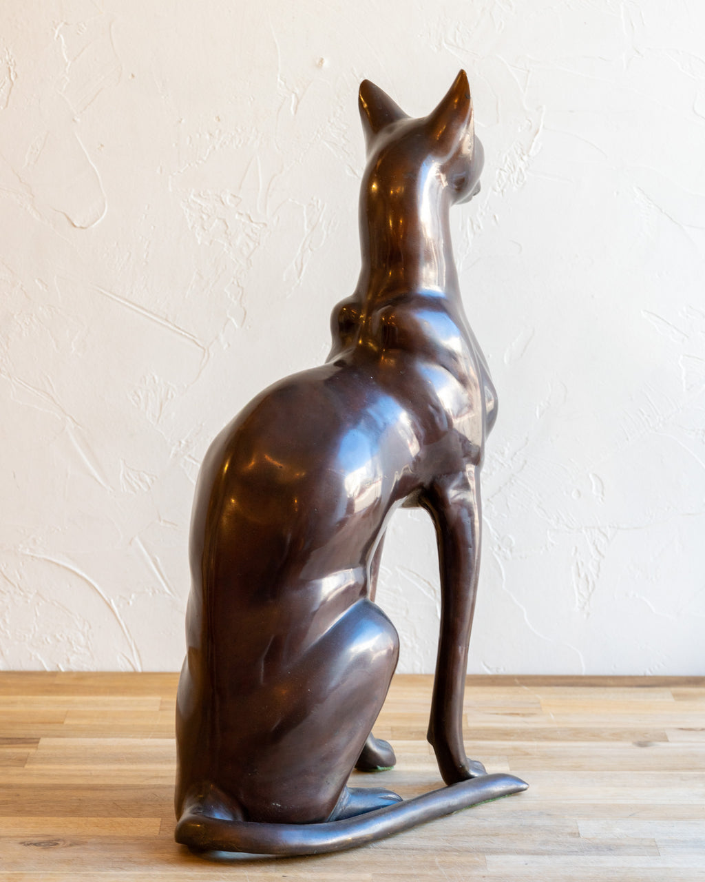 Bronze Seated Cat Sculpture in Egyptian Style- Signed