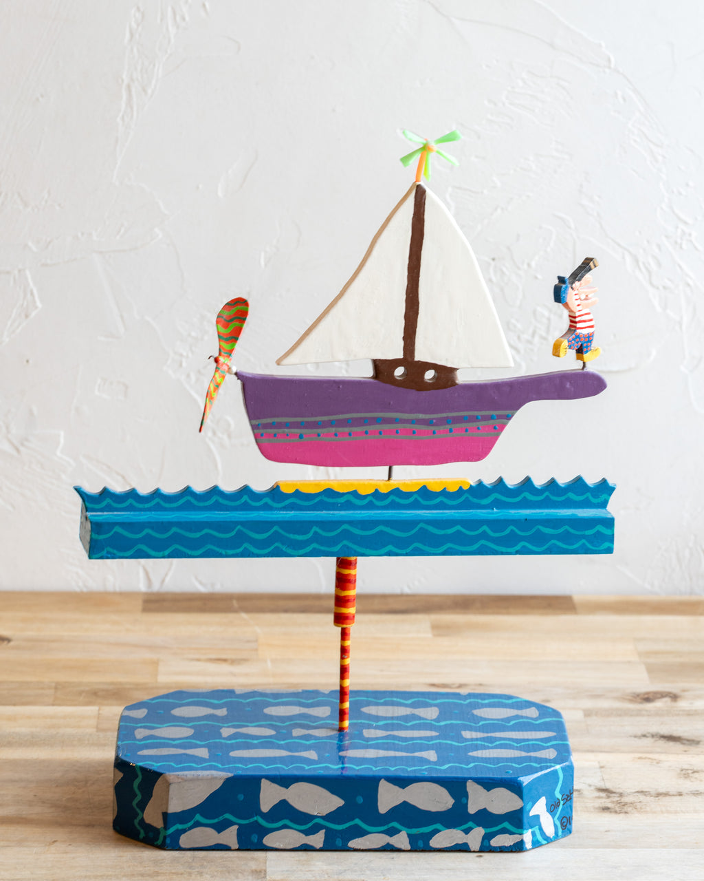 "Old Salt" Folk Art Sailboat by JR Reed, Dated 1990