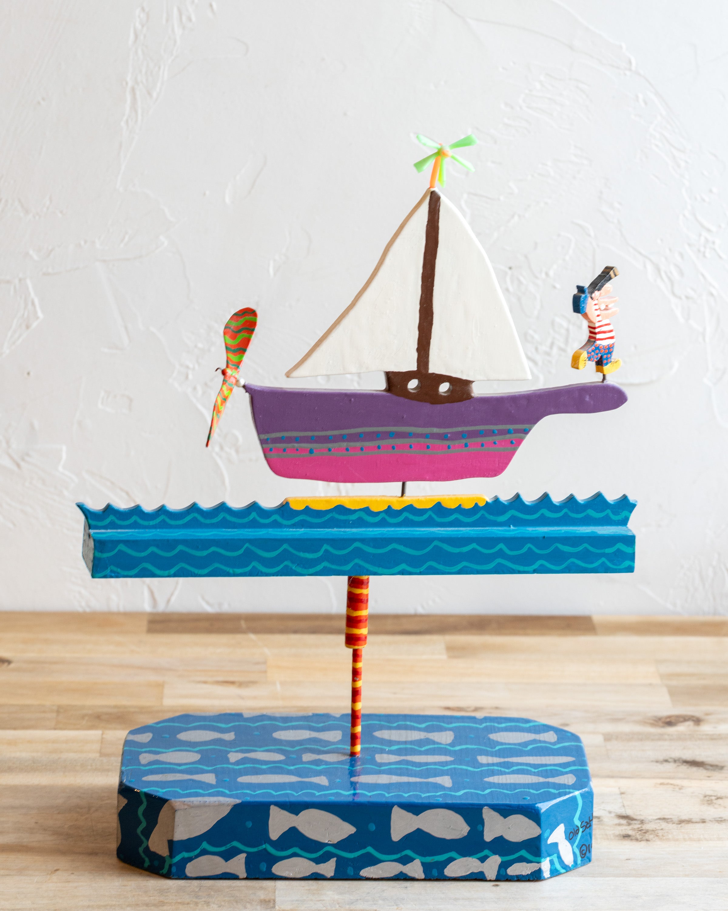 "Old Salt" Folk Art Sailboat by JR Reed, Dated 1990