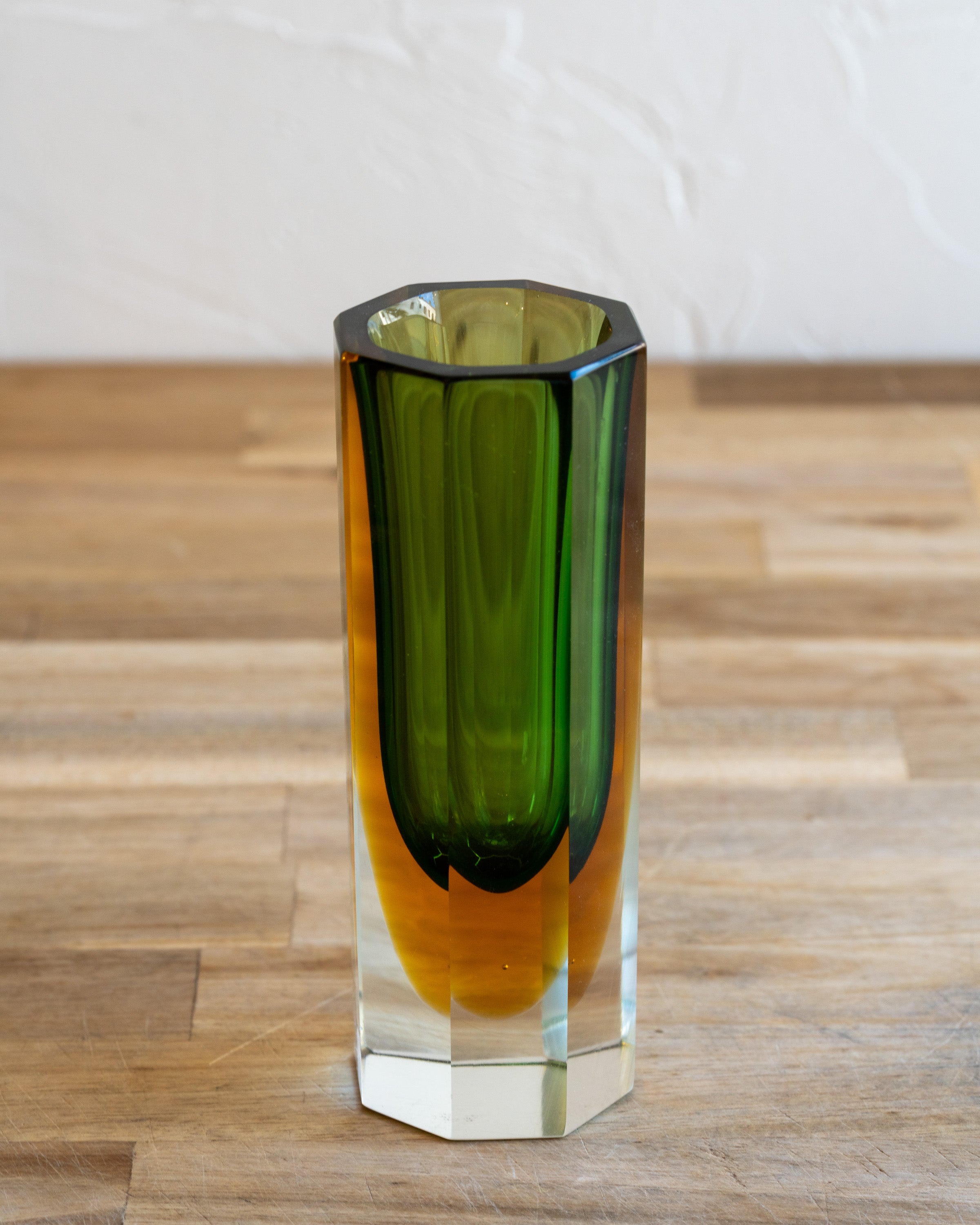 Vintage Murano Sommerso Faceted Art Glass Vase