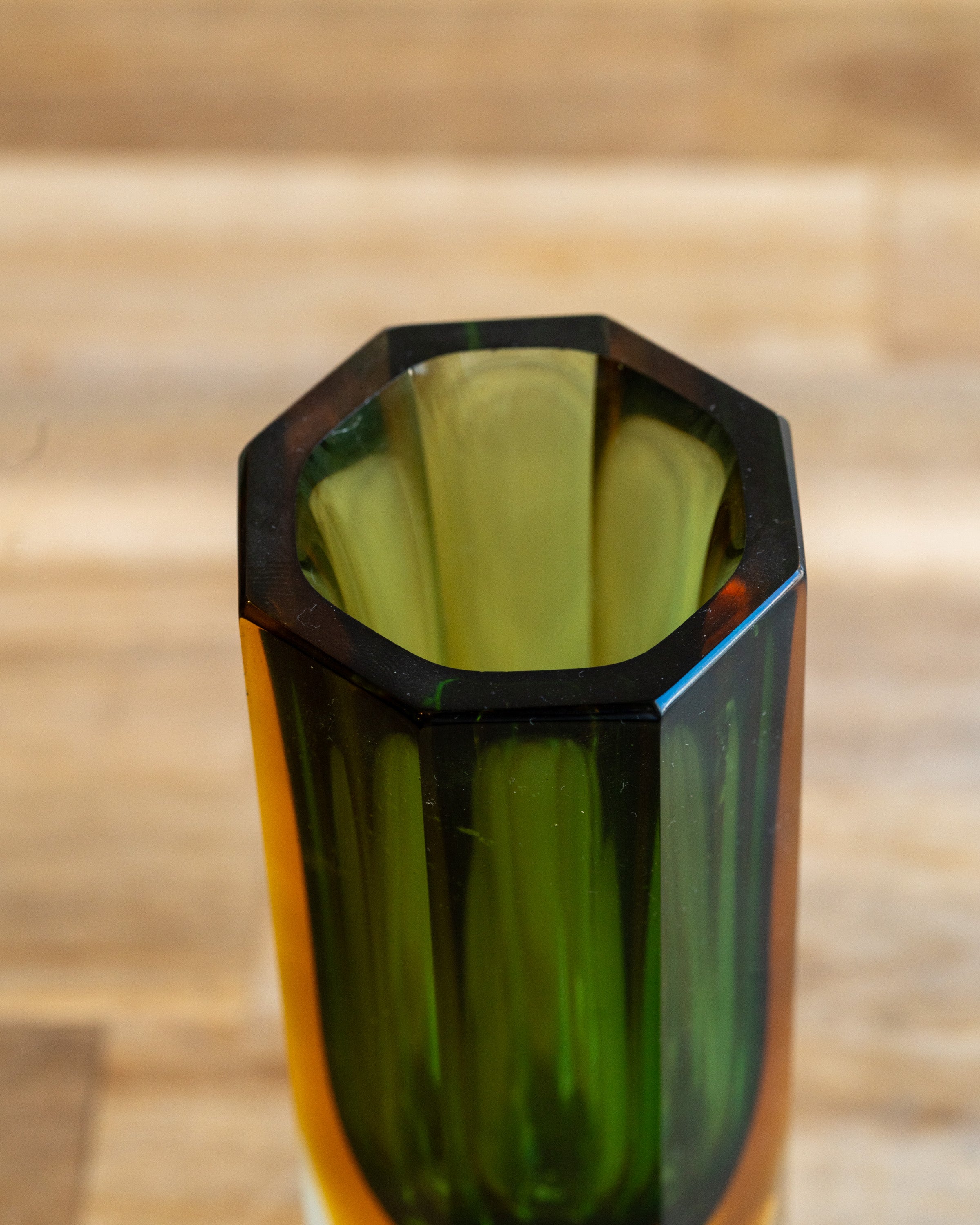 Vintage Murano Sommerso Faceted Art Glass Vase