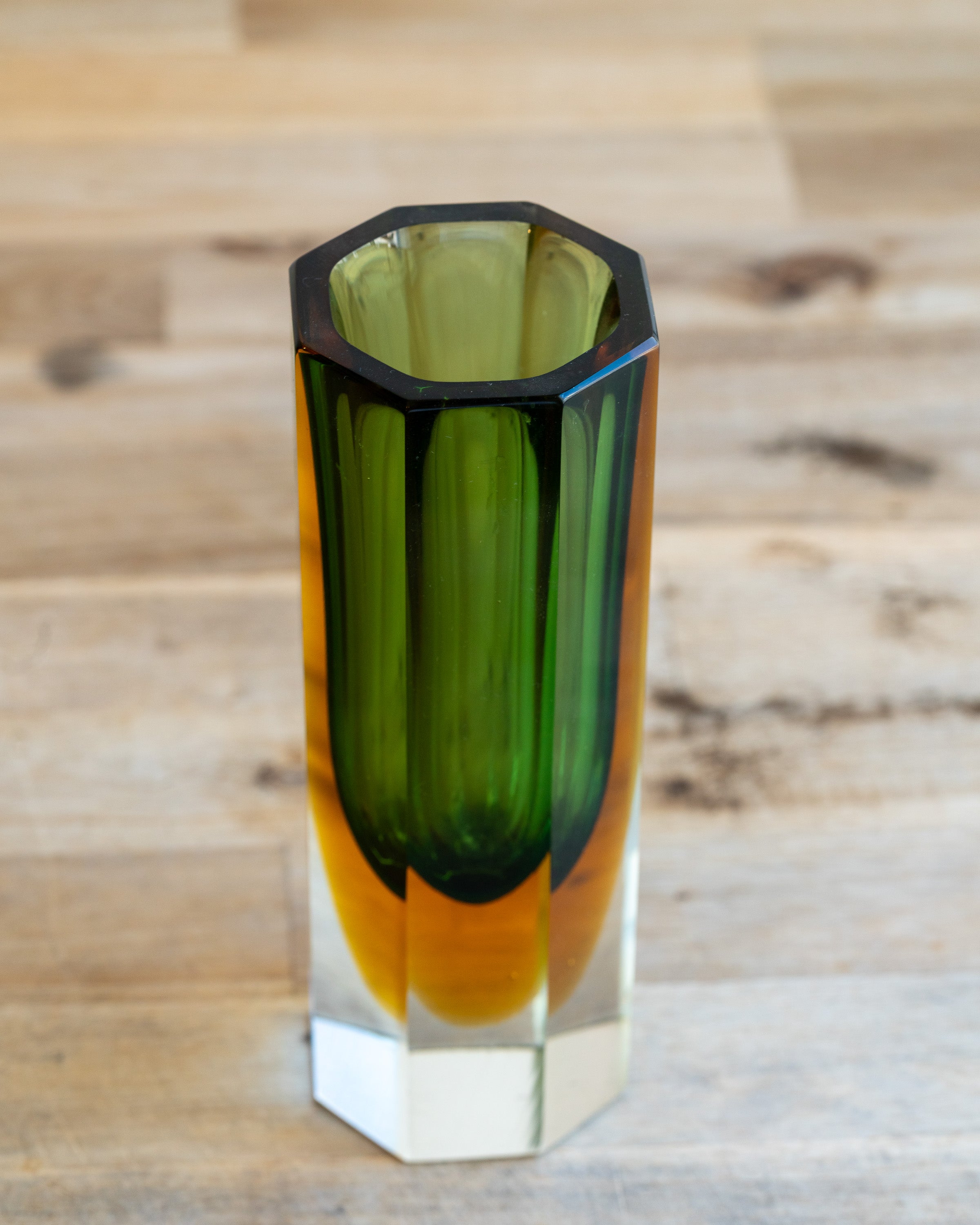 Vintage Murano Sommerso Faceted Art Glass Vase