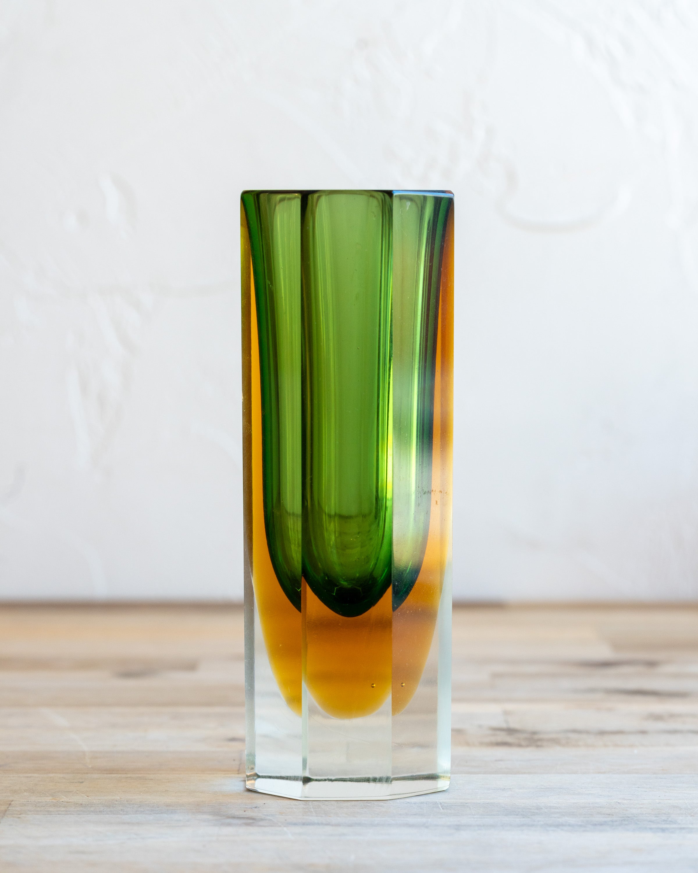 Vintage Murano Sommerso Faceted Art Glass Vase