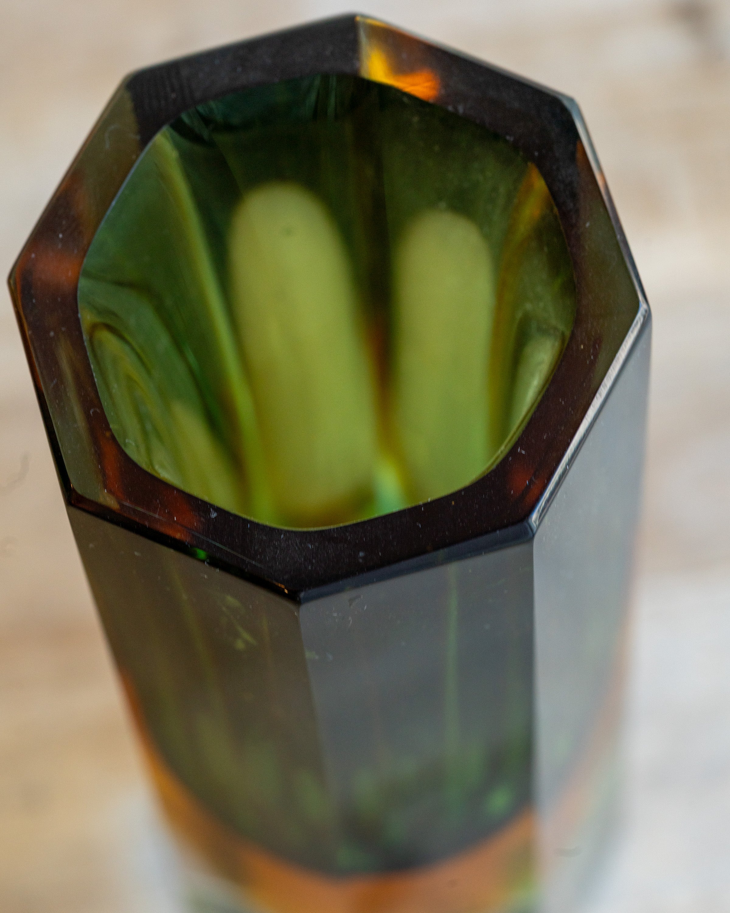 Vintage Murano Sommerso Faceted Art Glass Vase