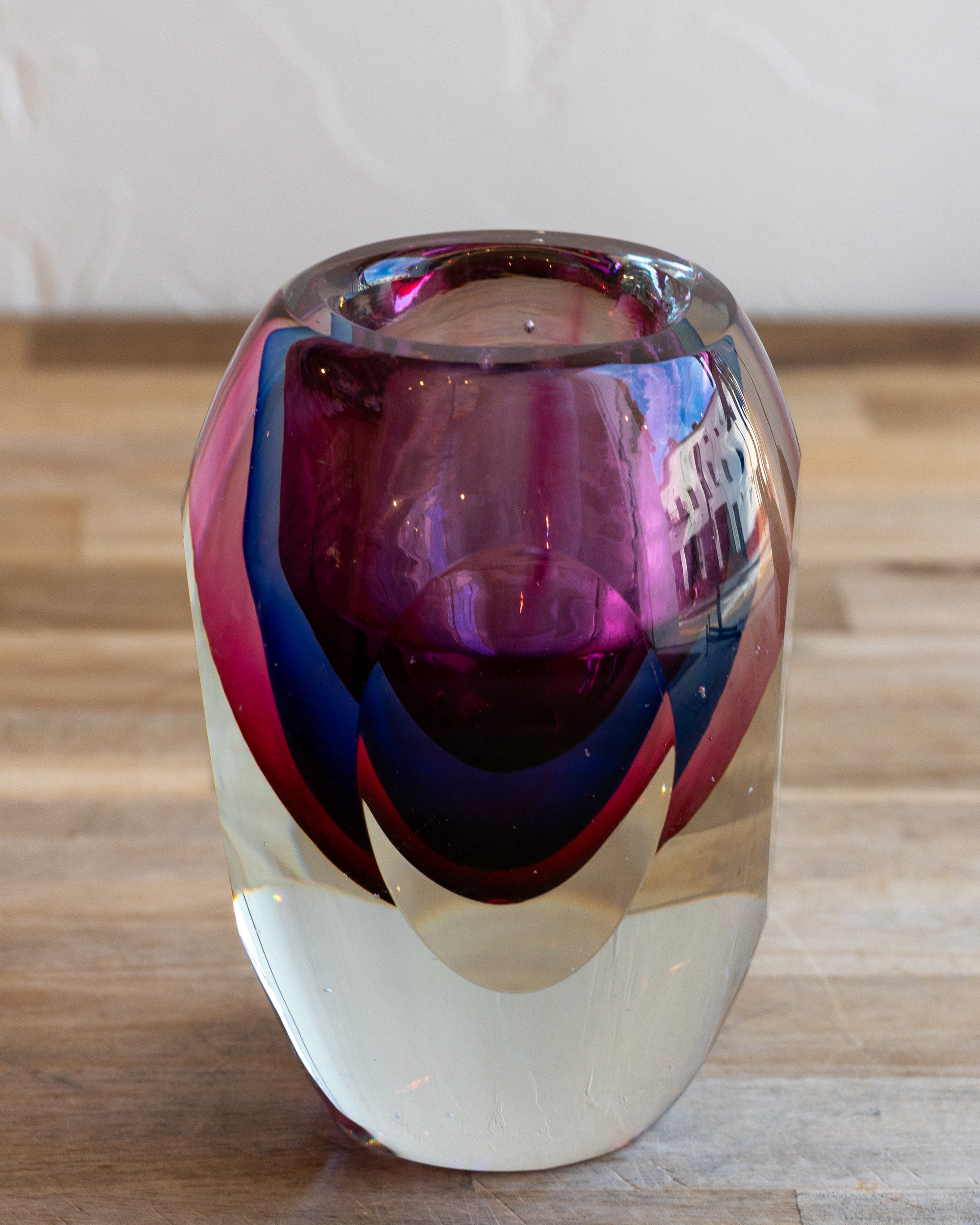 Mid-Century Faceted Purple Murano Glass Vase