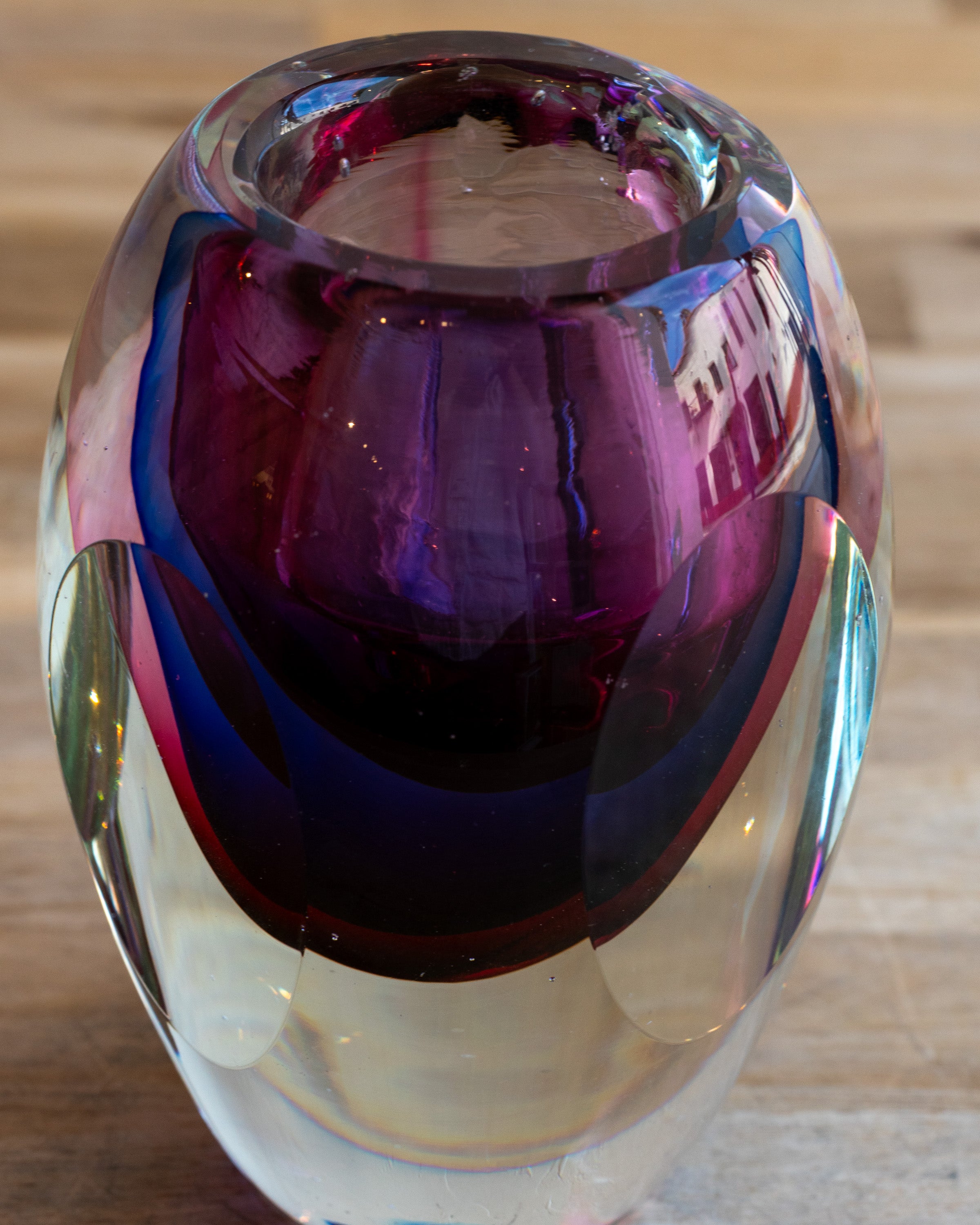 Mid-Century Faceted Purple Murano Glass Vase