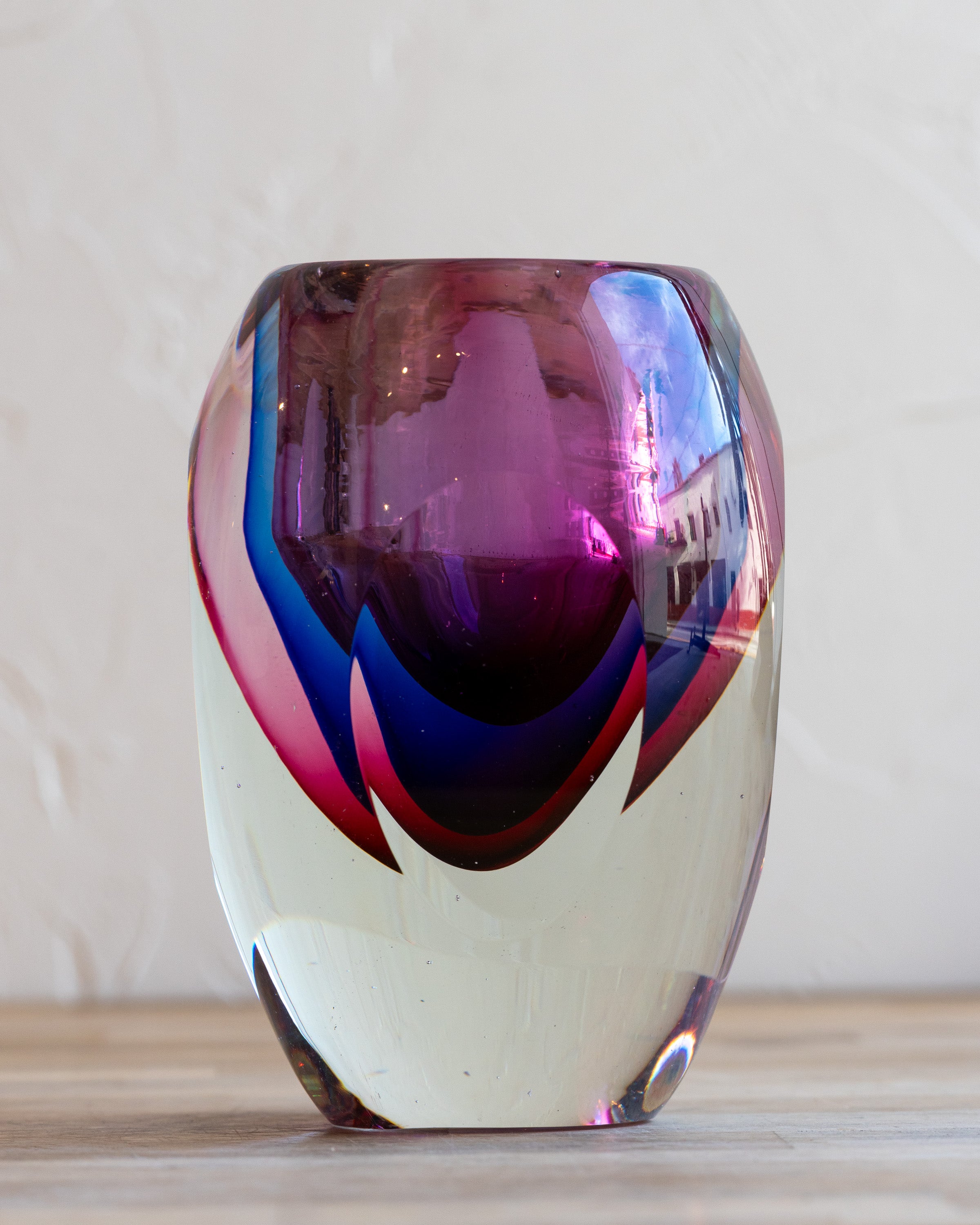 Mid-Century Faceted Purple Murano Glass Vase