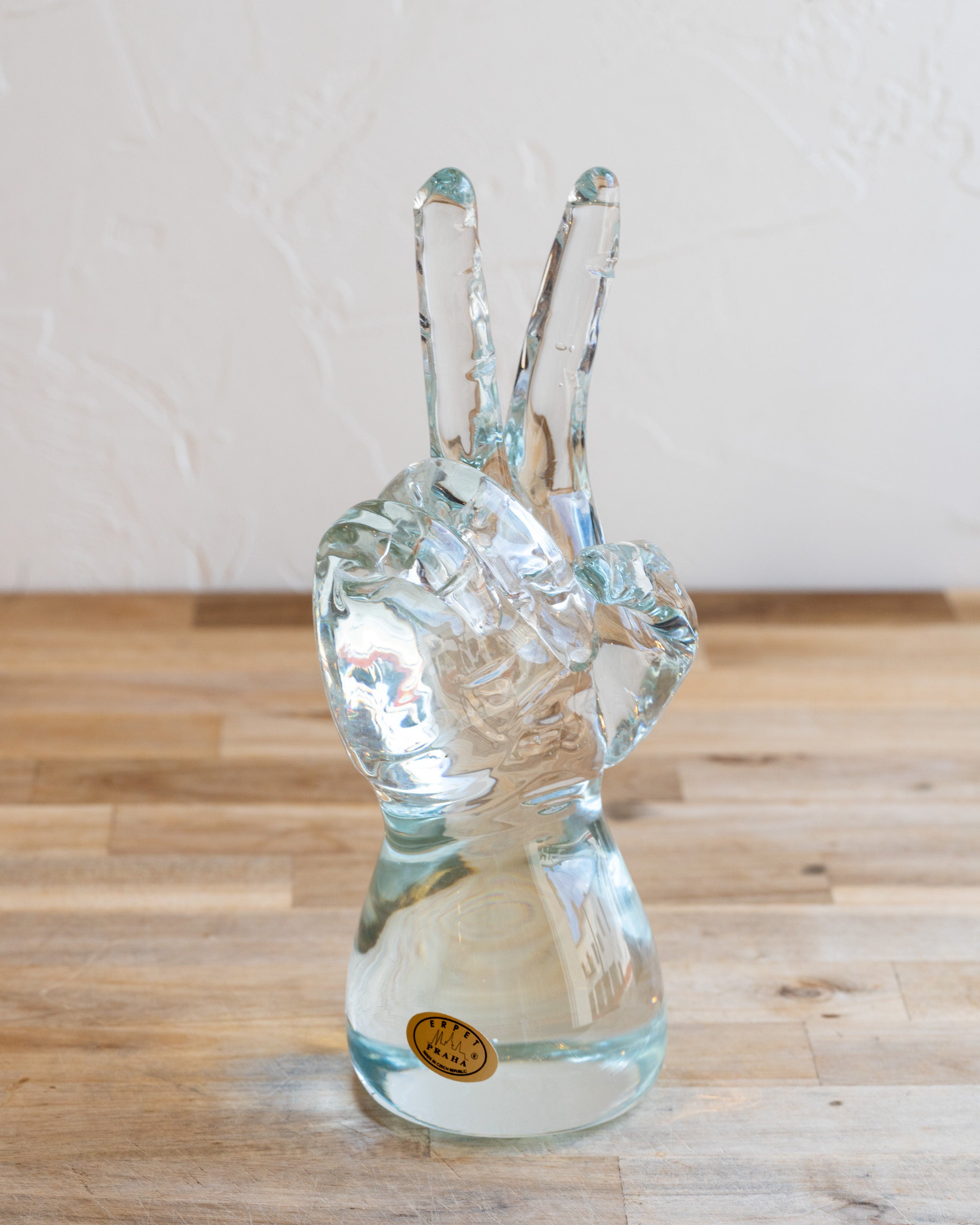 Vintage Hand Made Crystal Peace Sign Made in Prague by Erpet Praha