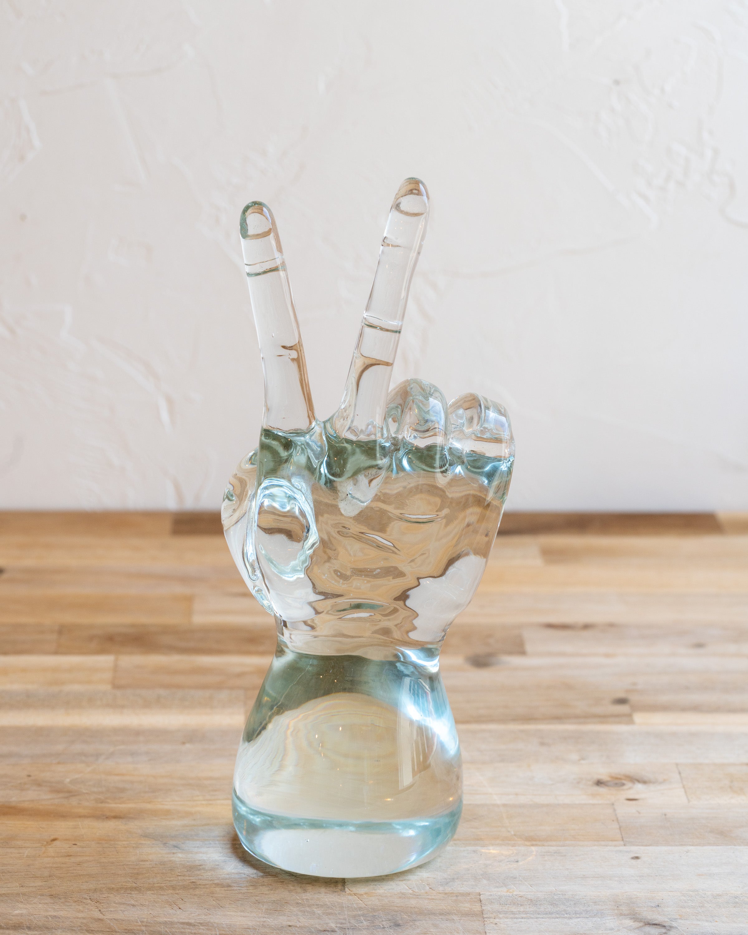 Vintage Hand Made Crystal Peace Sign Made in Prague by Erpet Praha