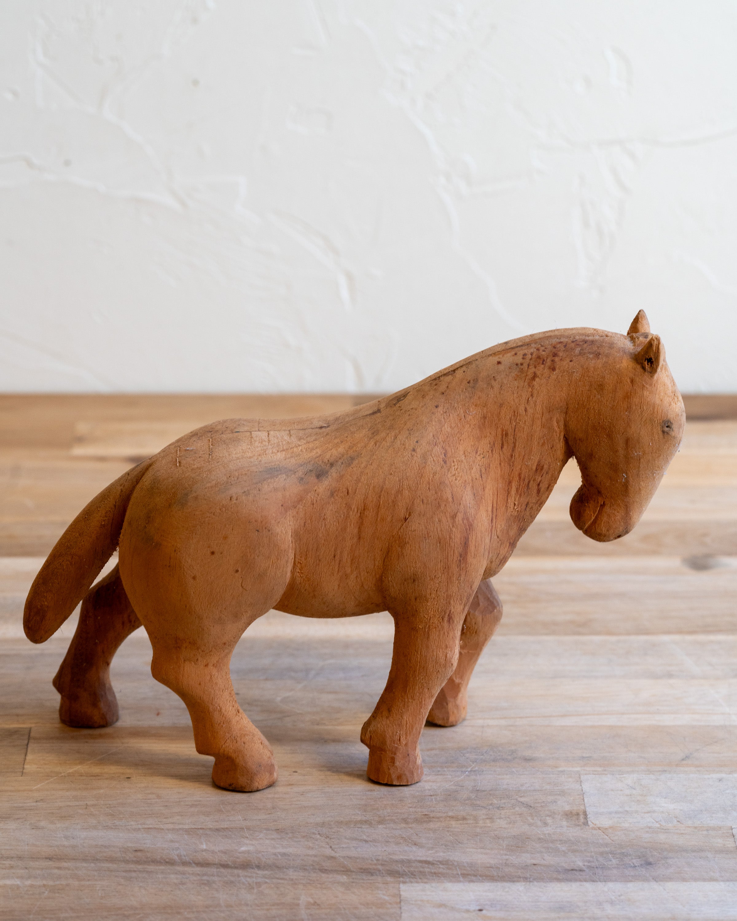 Mid-Century Scandinavian Folk Art Carved Wood Horse