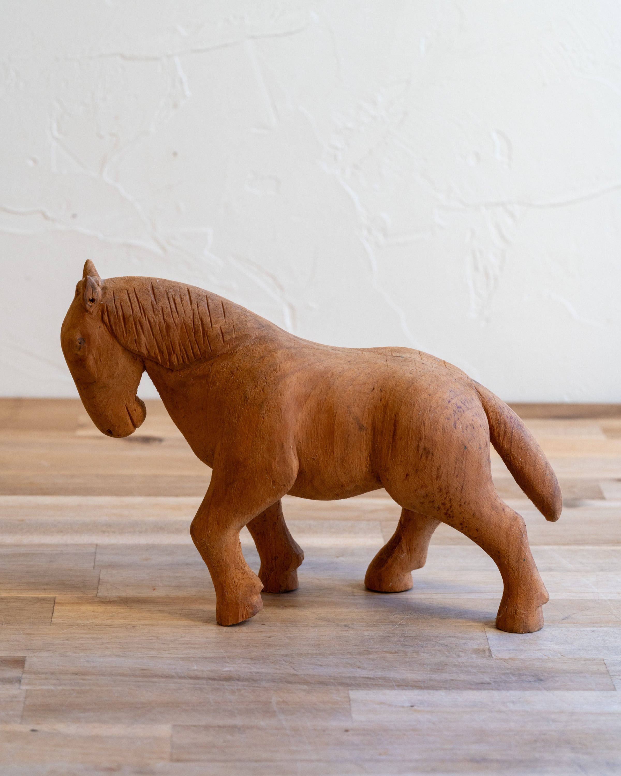 Mid-Century Scandinavian Folk Art Carved Wood Horse