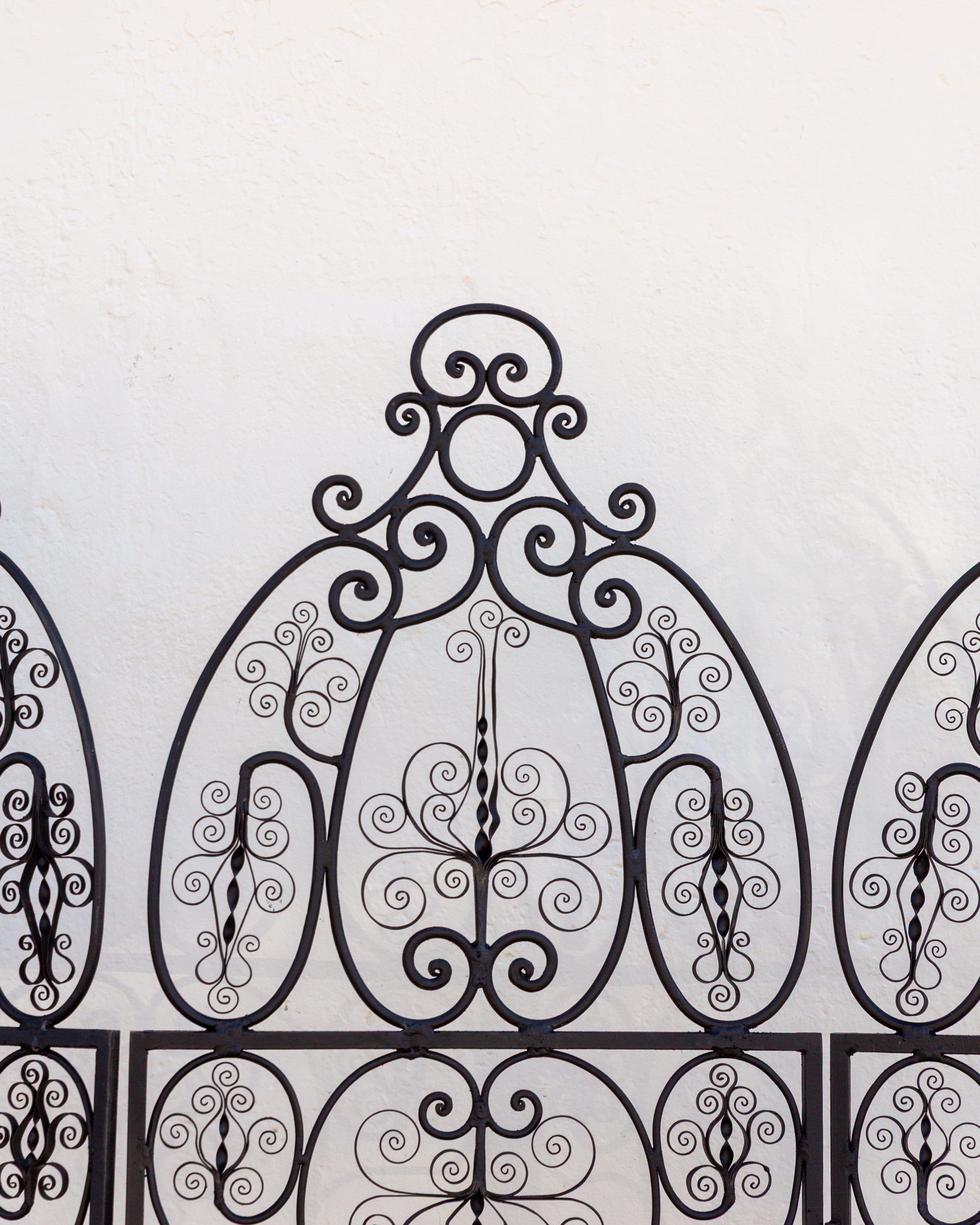 1970s Spanish Wrought Iron 3 Panel Scroll Motif Room Divider