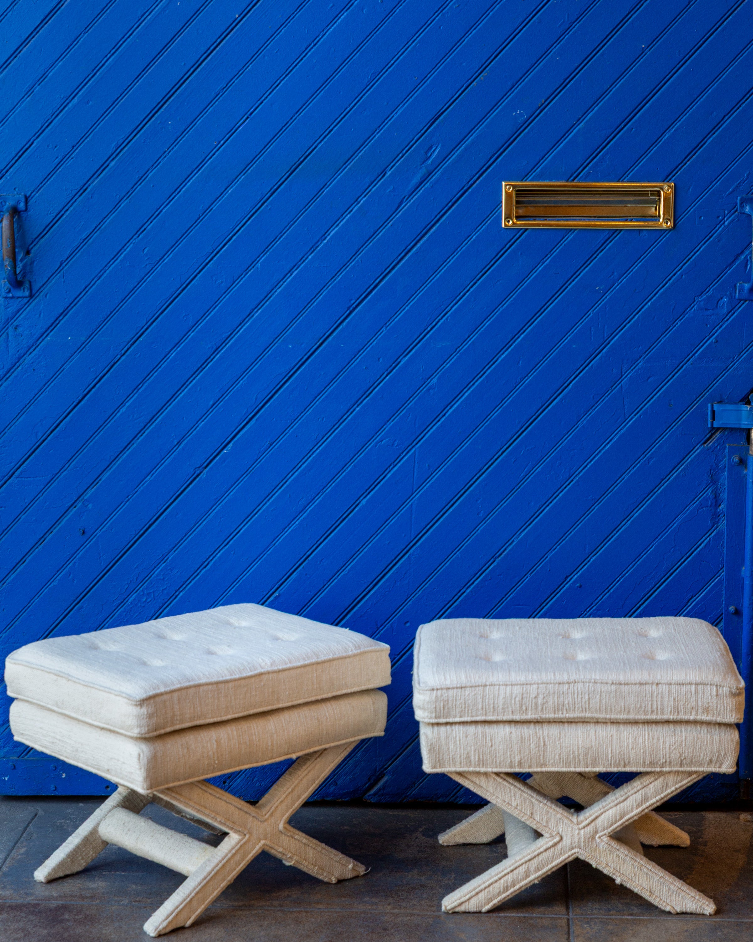 X Base Bench with Original Upholstery by Billy Baldwin