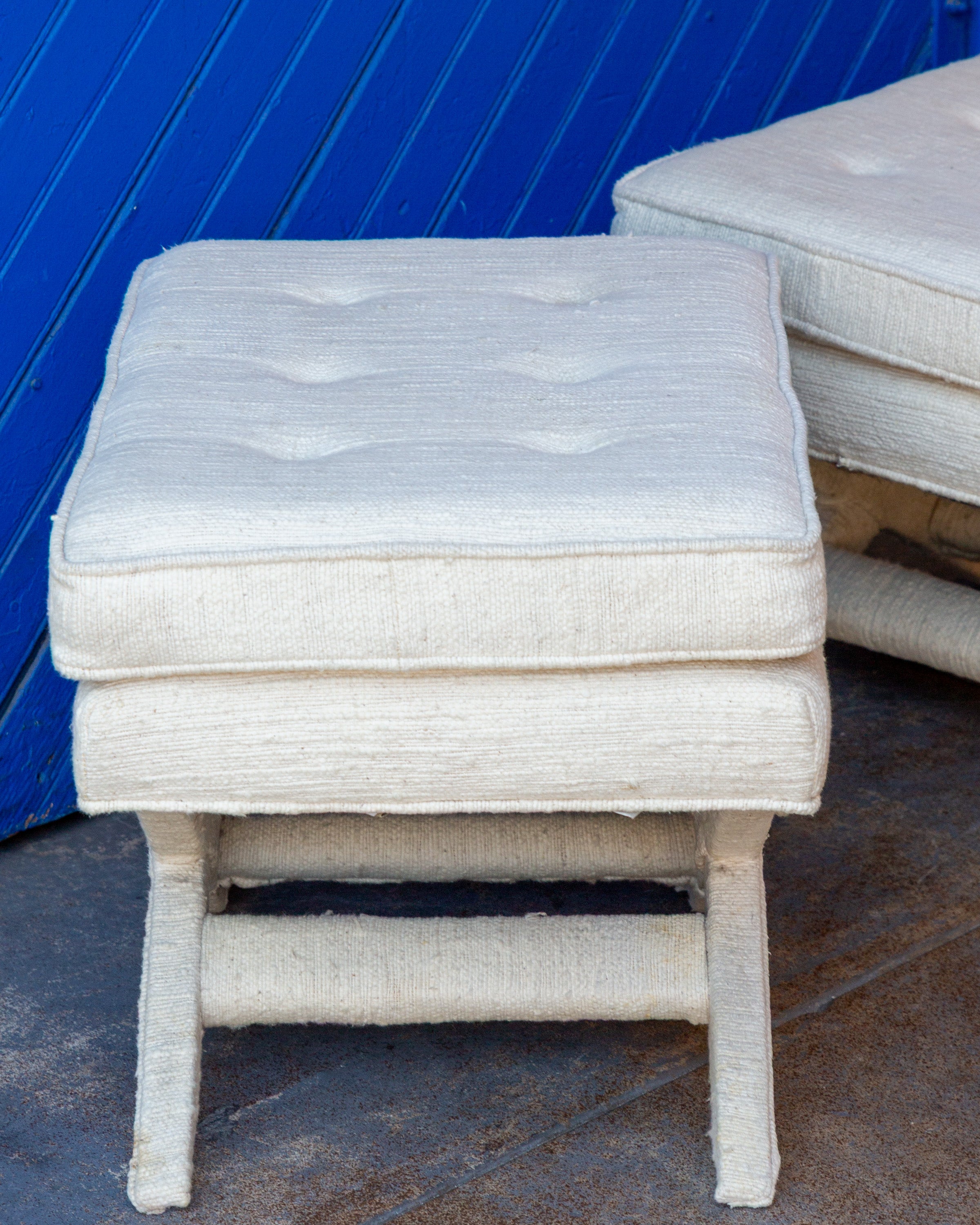 X Base Bench with Original Upholstery by Billy Baldwin