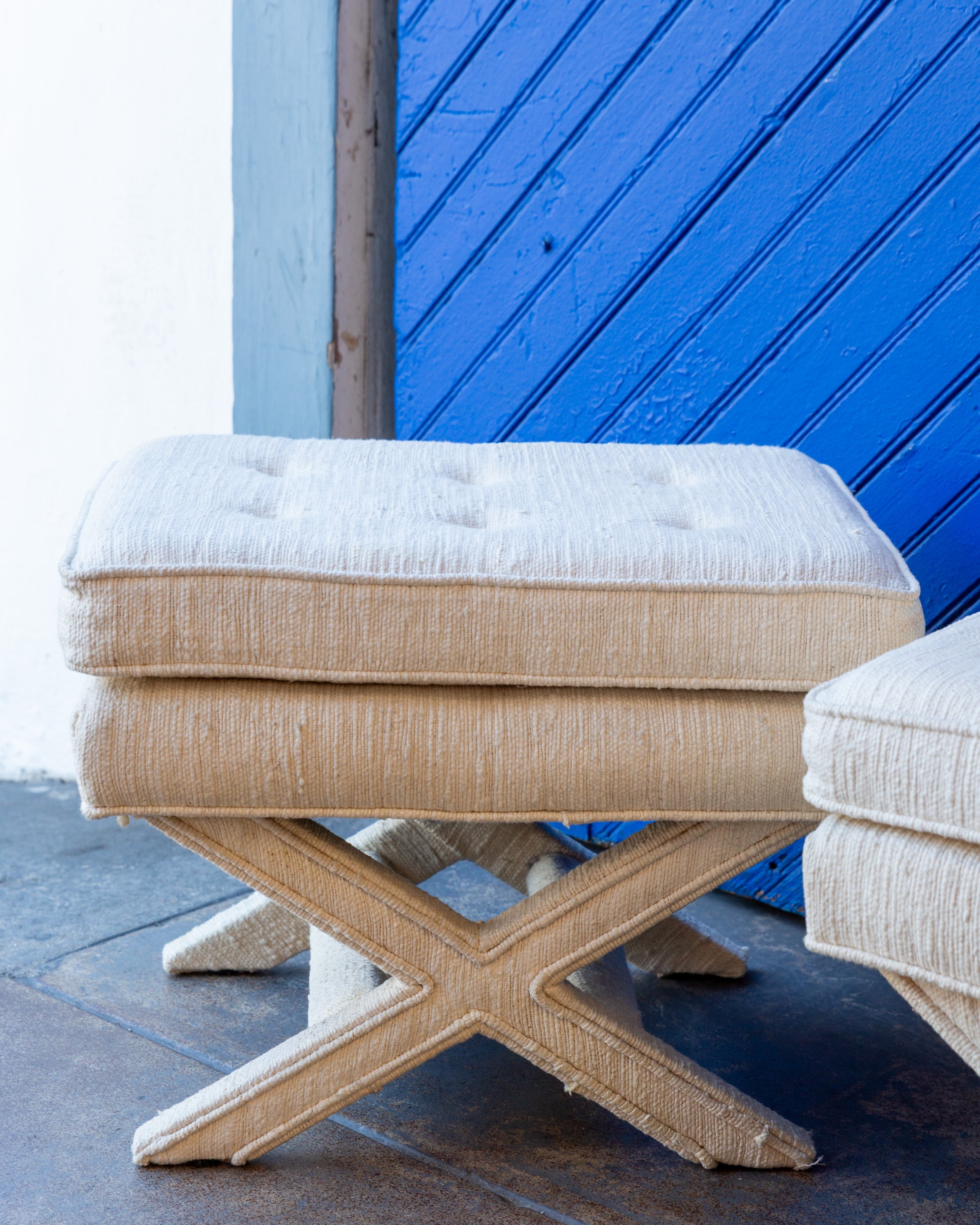 X Base Bench with Original Upholstery by Billy Baldwin