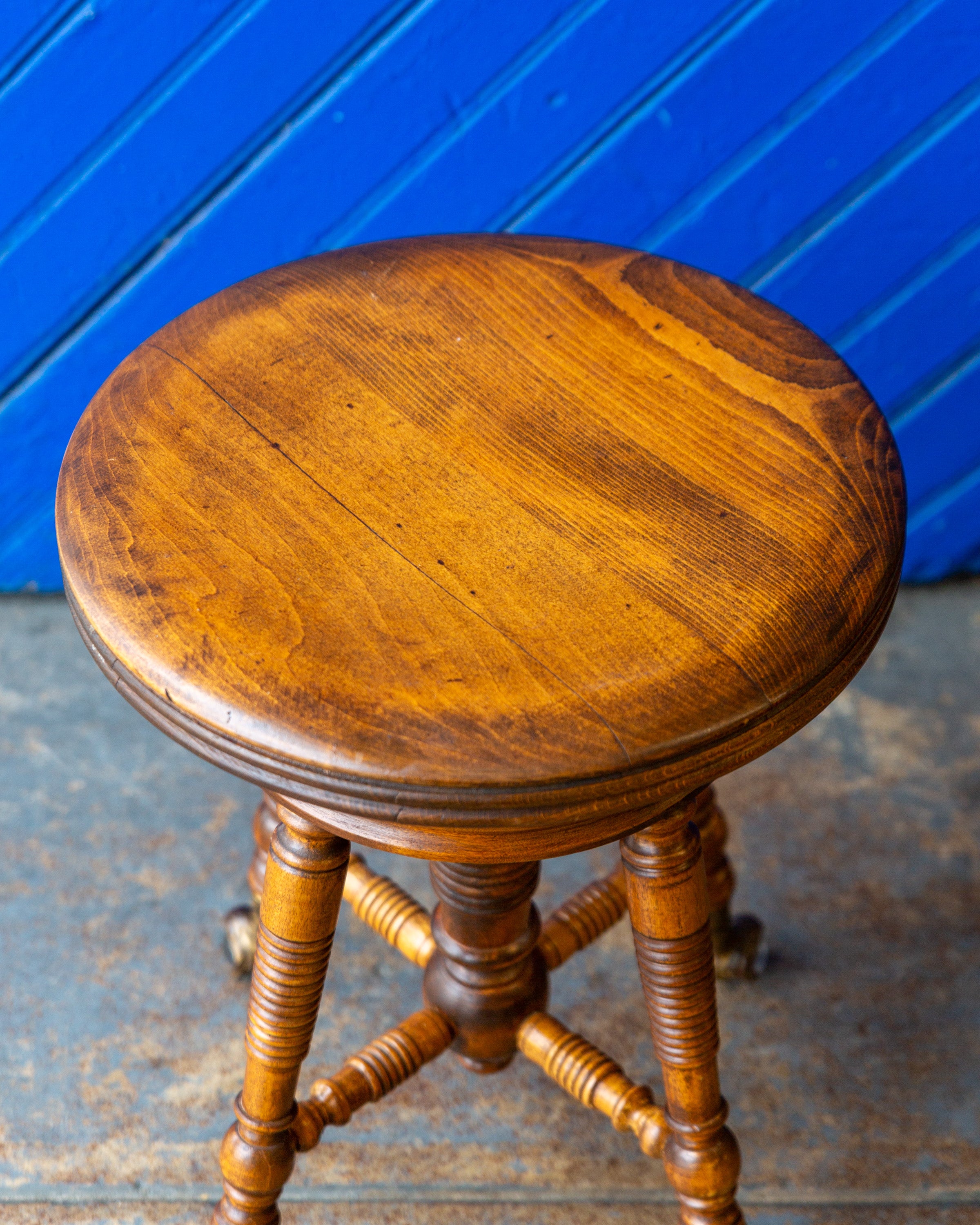 Antique Piano Stool with Glass Feet