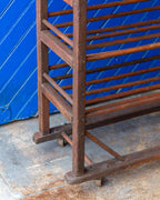 Antique Wood Factory Rolling Shoe Rack