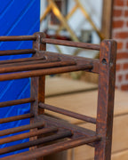 Antique Wood Factory Rolling Shoe Rack