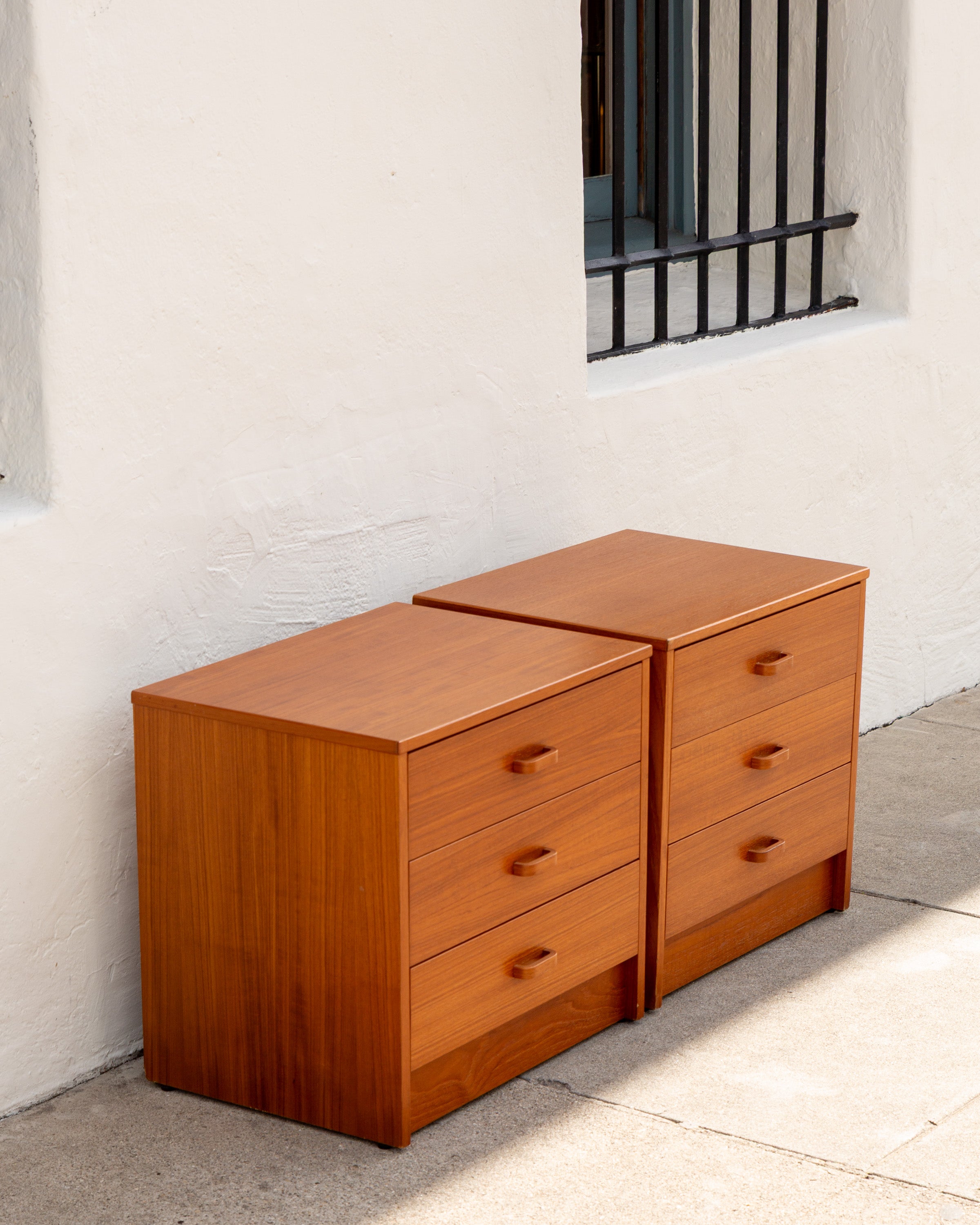 Vintage Teak 3 Drawer Nightstand- Pair