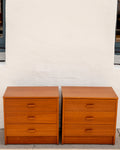 Vintage Teak 3 Drawer Nightstand- Pair