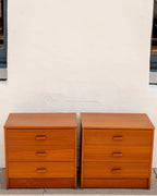 Vintage Teak 3 Drawer Nightstand- Pair