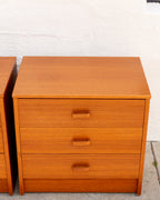 Vintage Teak 3 Drawer Nightstand- Pair