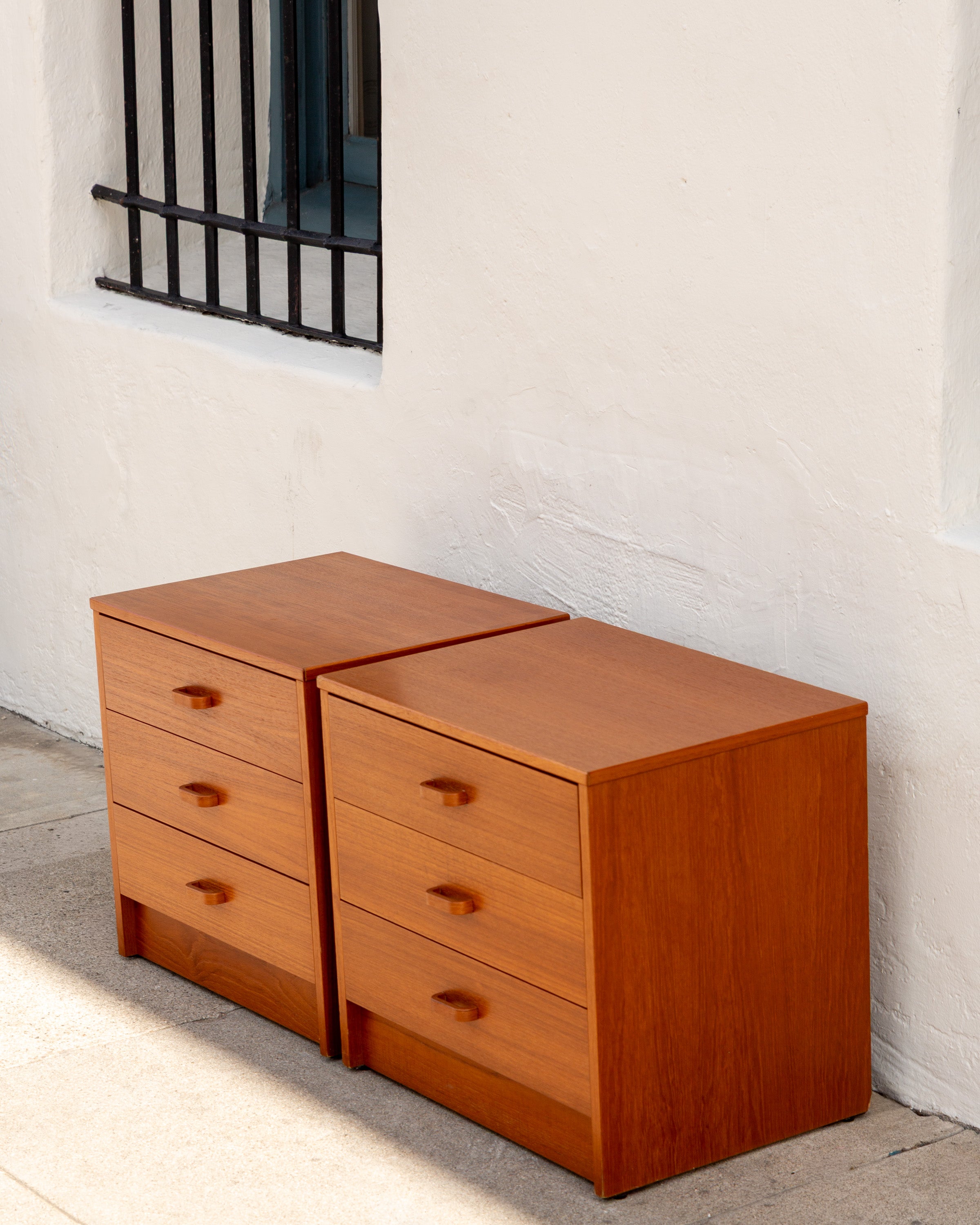 Vintage Teak 3 Drawer Nightstand- Pair