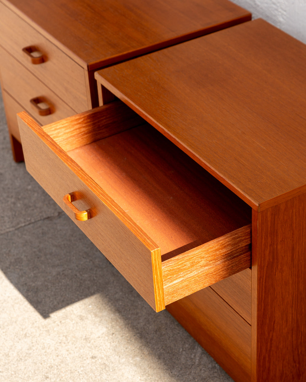 Vintage Teak 3 Drawer Nightstand- Pair
