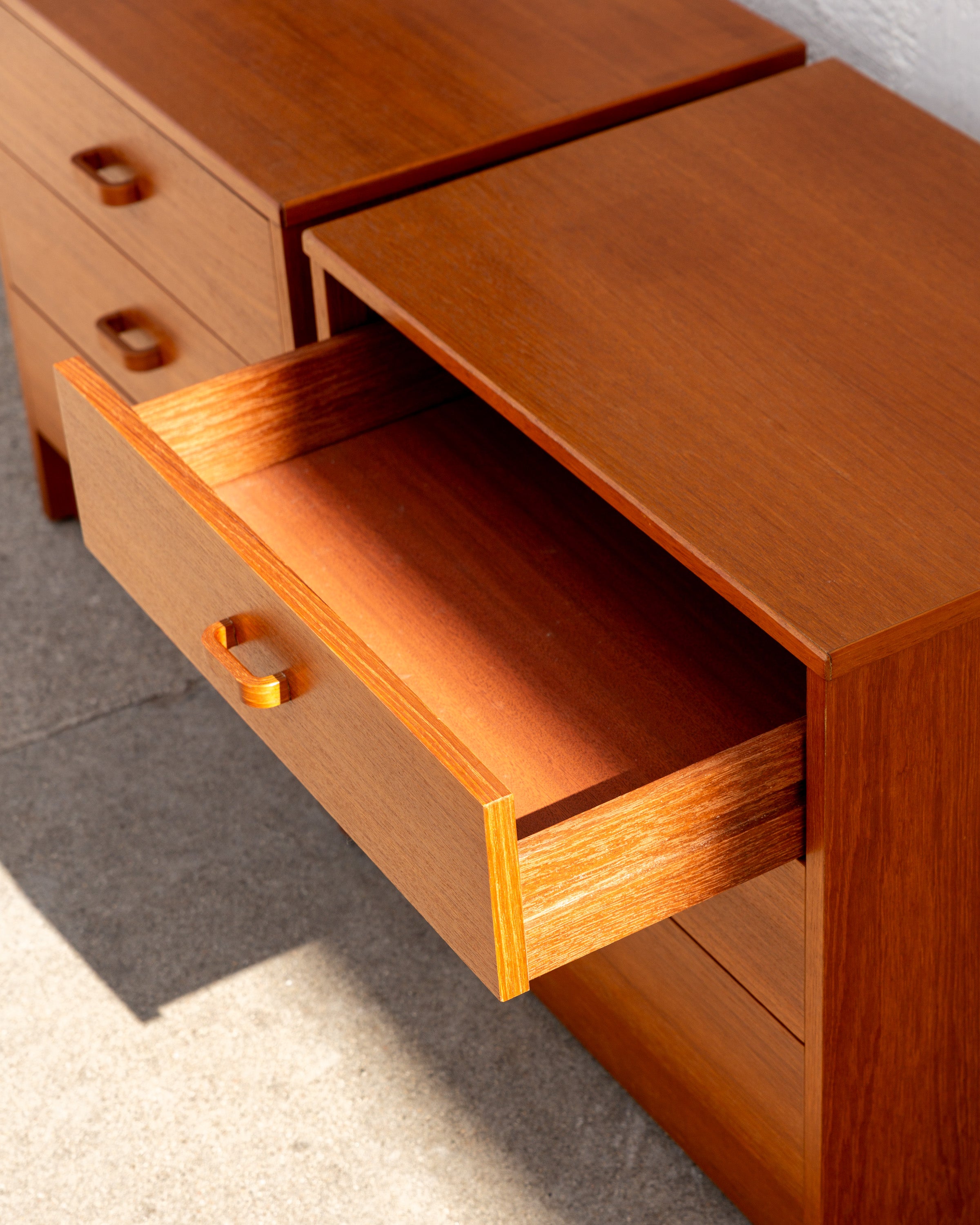 Vintage Teak 3 Drawer Nightstand- Pair