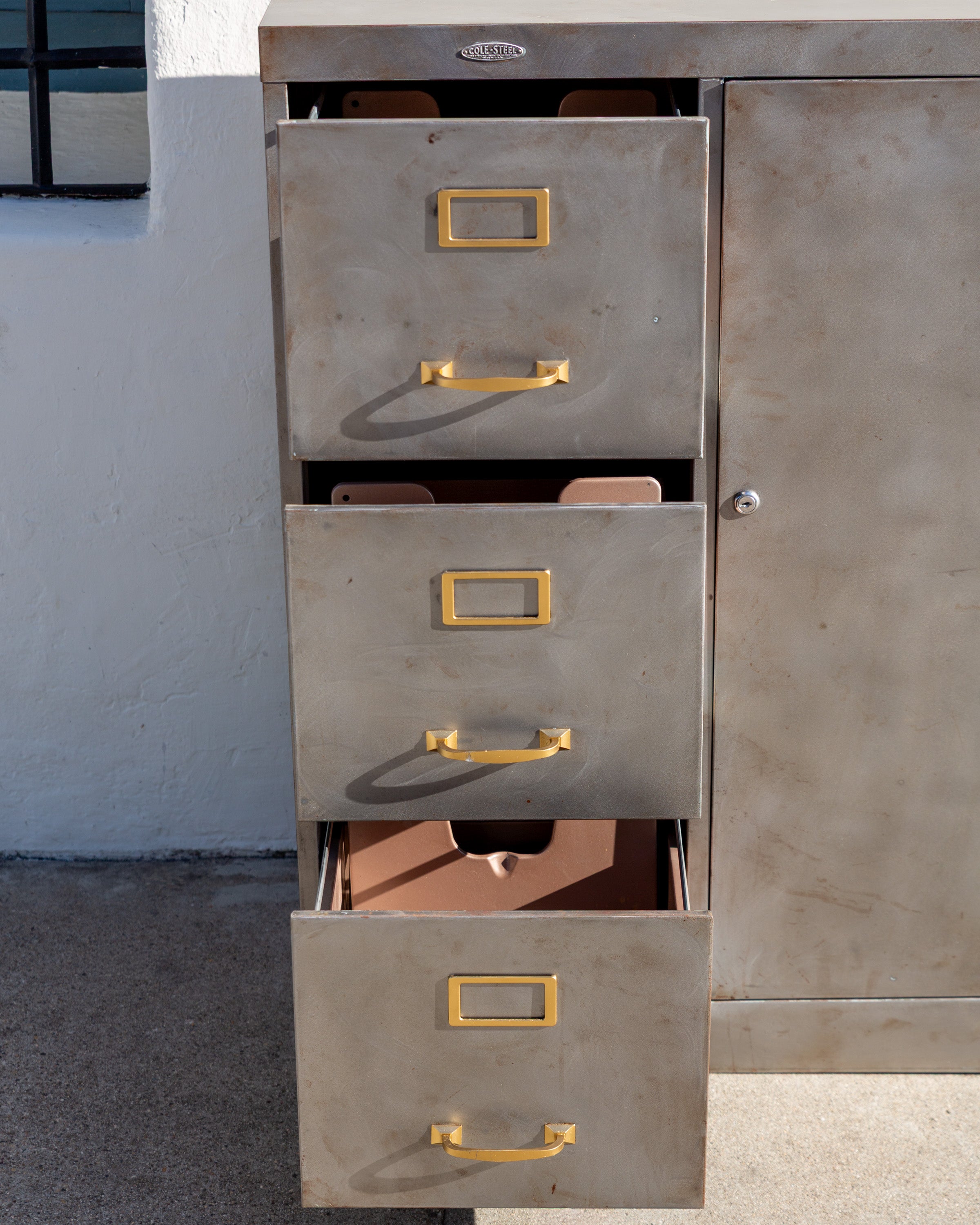 Vintage Industrial Raw Steel Cabinet, Sealed with Lacquer