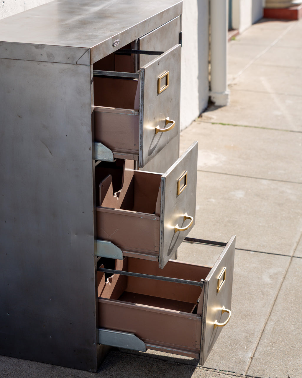 Vintage Industrial Raw Steel Cabinet, Sealed with Lacquer
