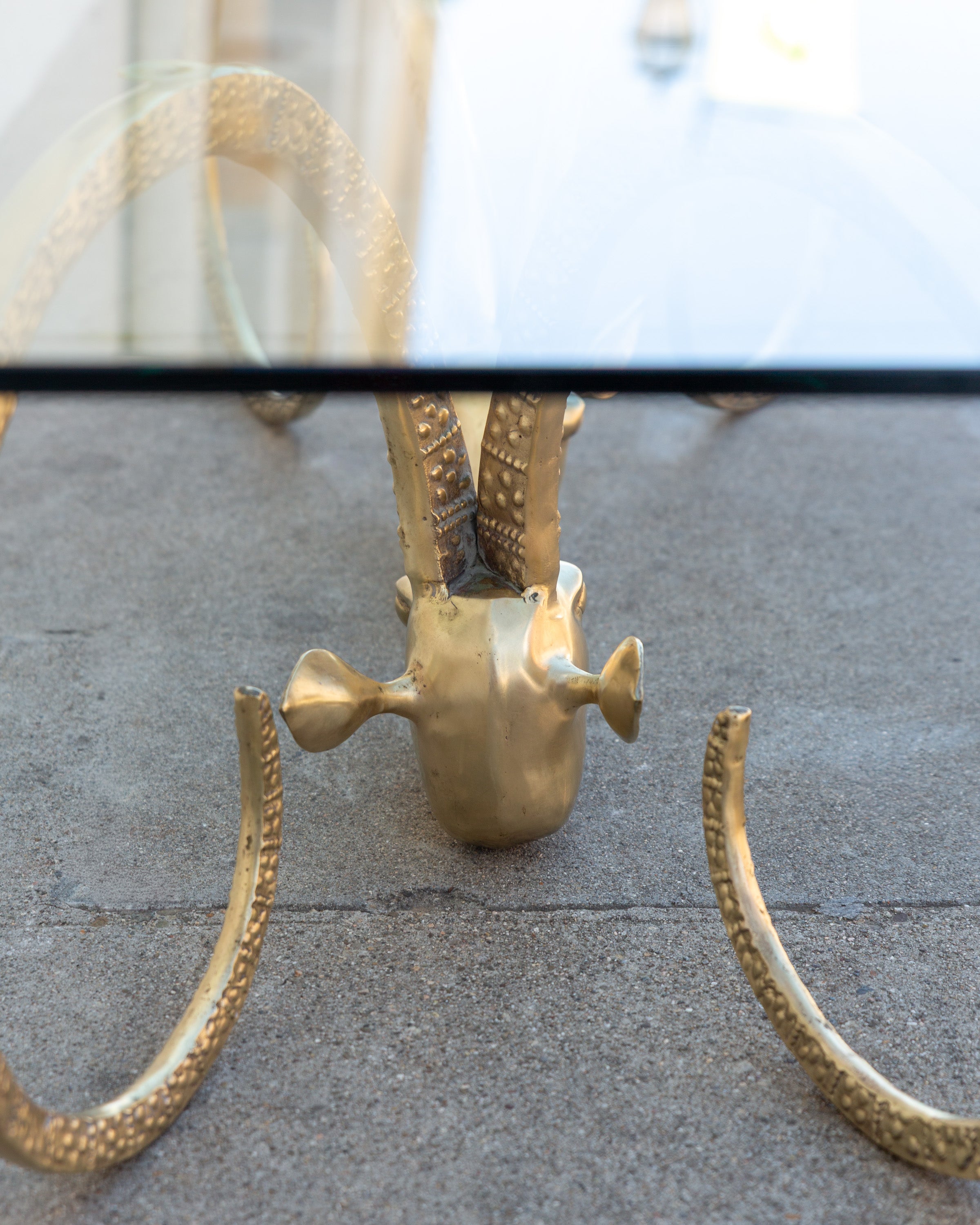 1970's Brass Iconic Ibex Ram Coffee Table