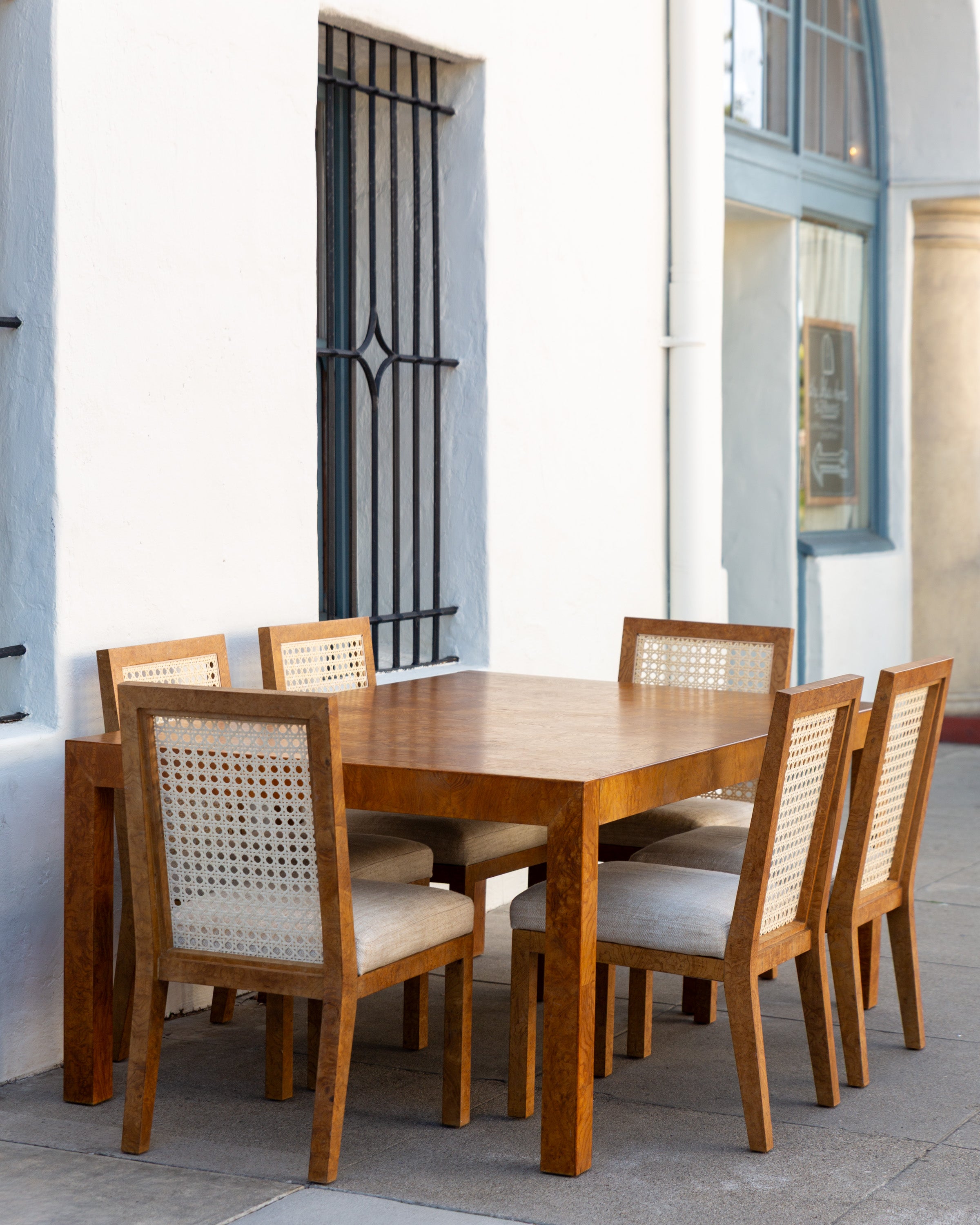 John Widdicomb Burlwood Parson Dining Set