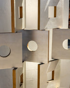1980s Modernist Room Divider Screen in Geometric Silver Leaf