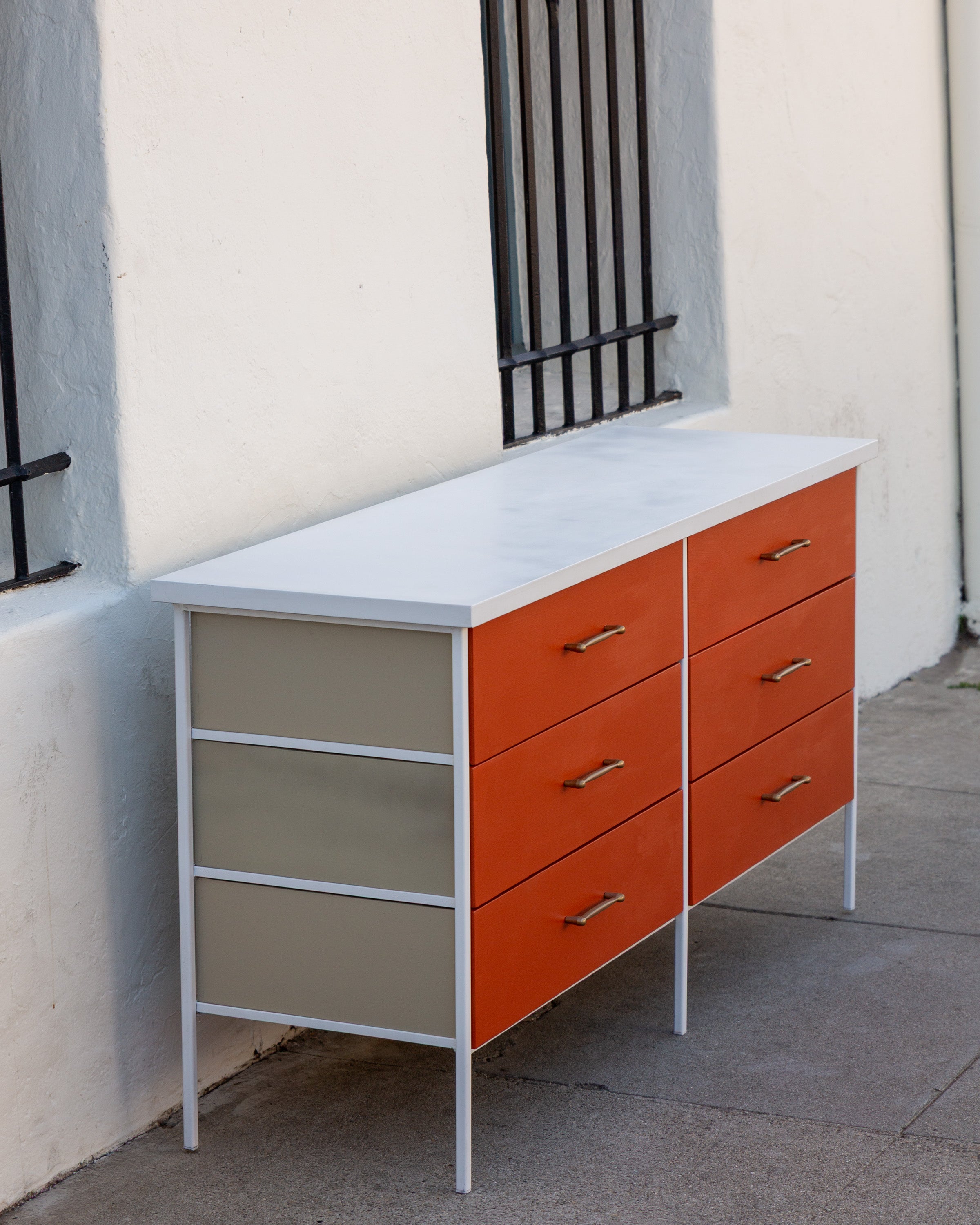 Mid-Century 6 Drawer Metal Frame Dresser in the Style of George Nelson