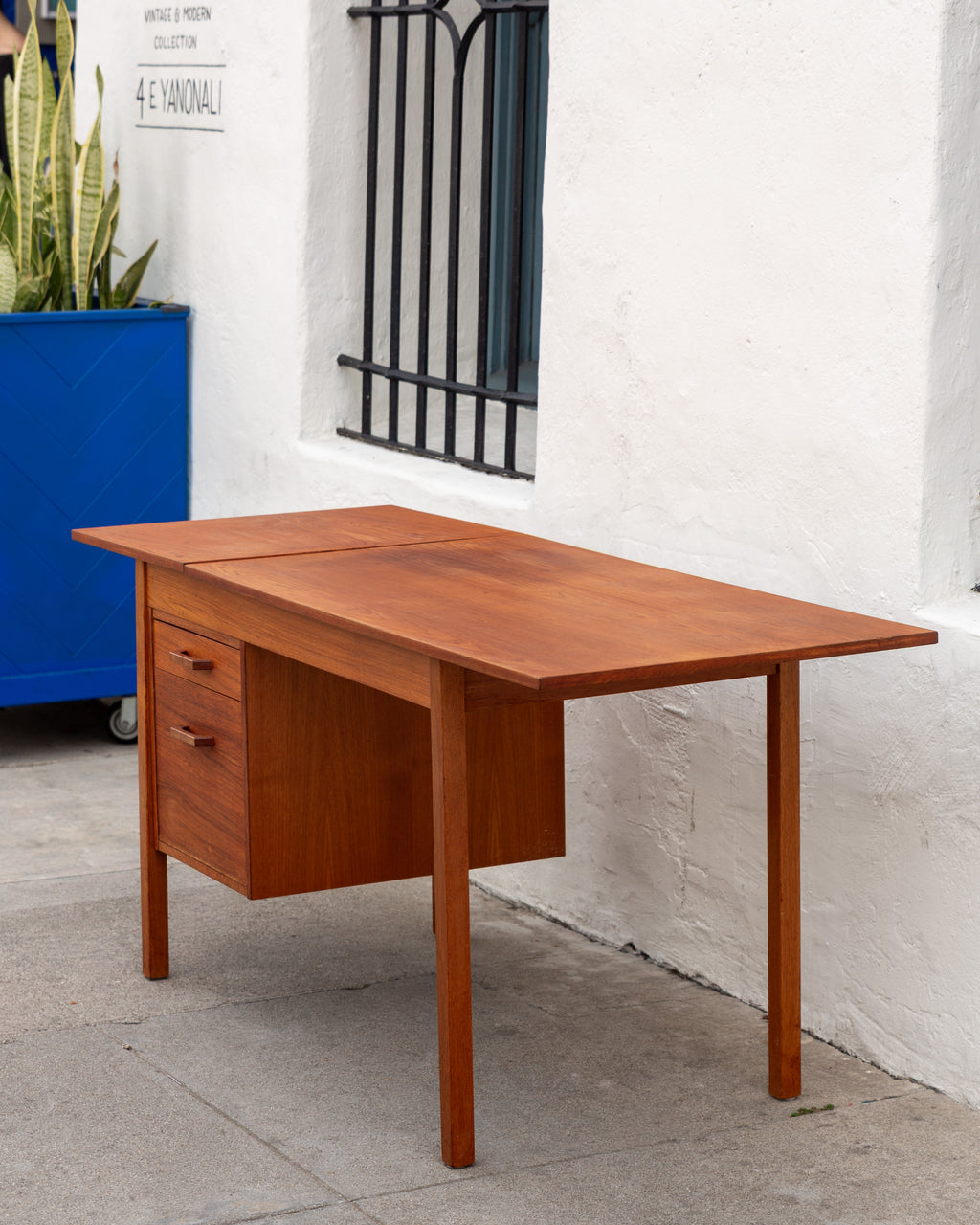 Mid-Century Drop Leaf Sliding Top Desk