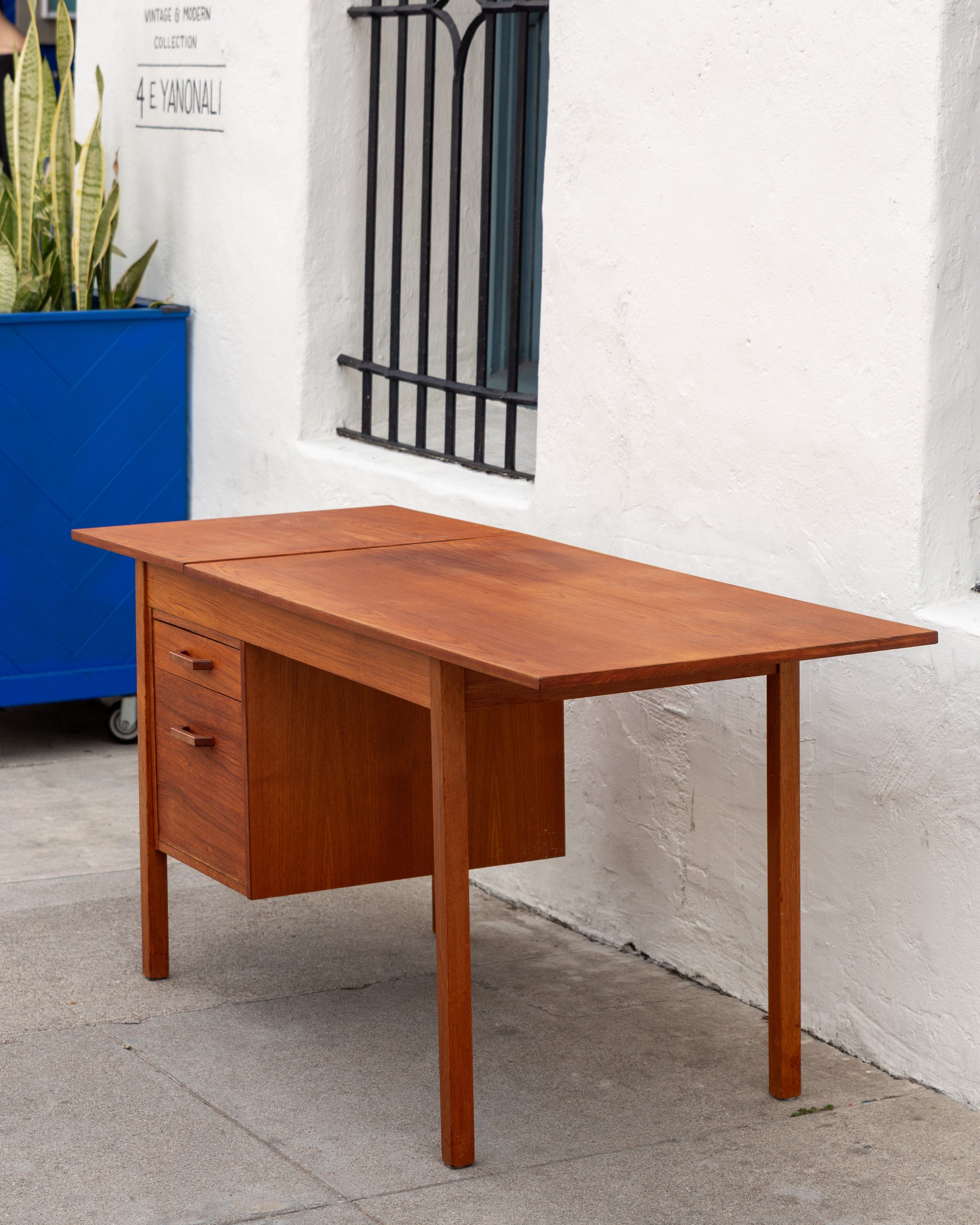 Mid-Century Drop Leaf Sliding Top Desk