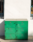Vintage Industrial Bank of Locker in Weathered Teal Paint