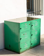 Vintage Industrial Bank of Locker in Weathered Teal Paint