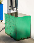Vintage Industrial Bank of Locker in Weathered Teal Paint