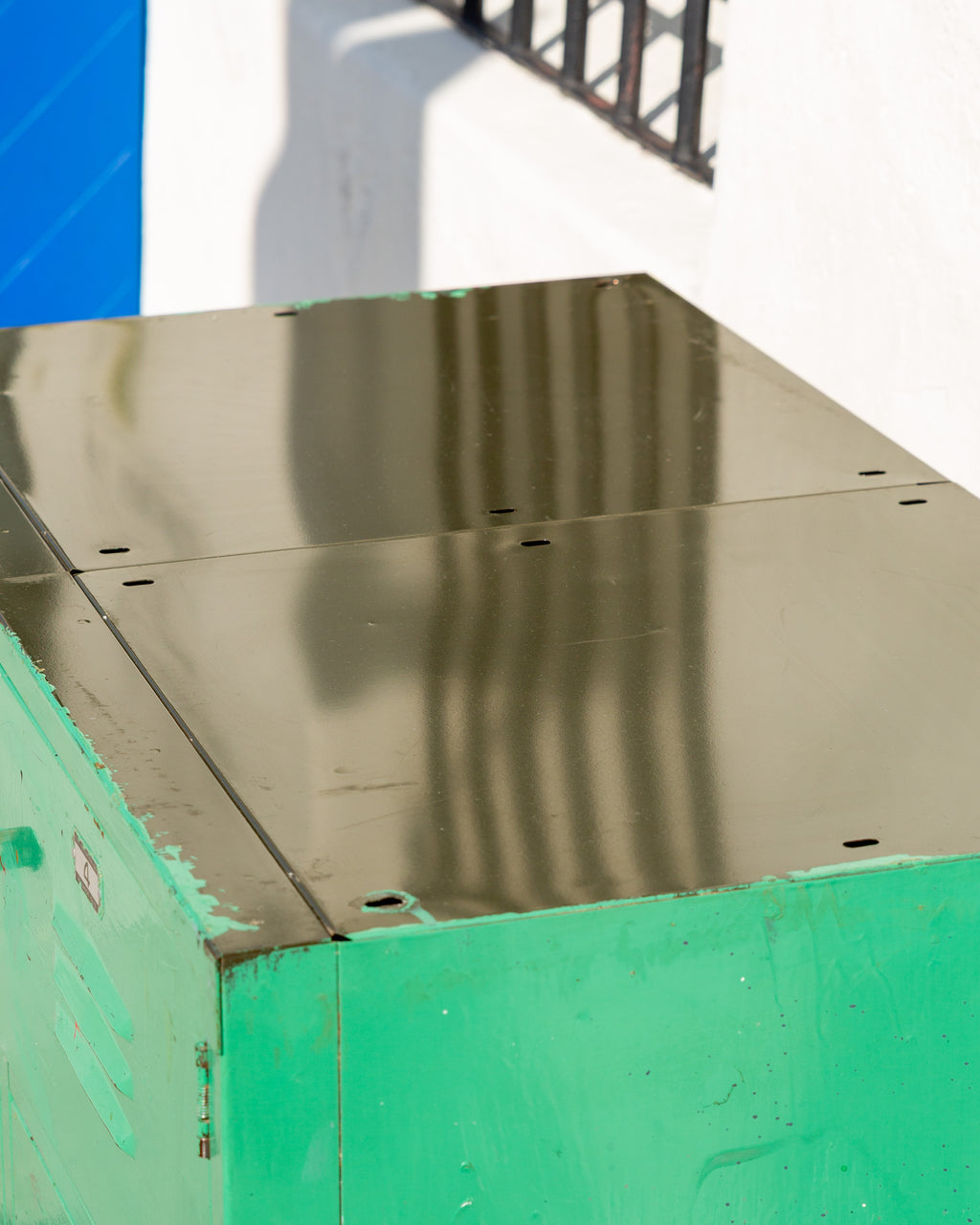 Vintage Industrial Bank of Locker in Weathered Teal Paint