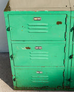 Vintage Industrial Bank of Locker in Weathered Teal Paint