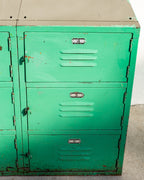 Vintage Industrial Bank of Locker in Weathered Teal Paint