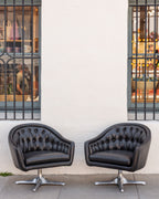 1960s Chromcraft Tufted Swivel Lounge Chair