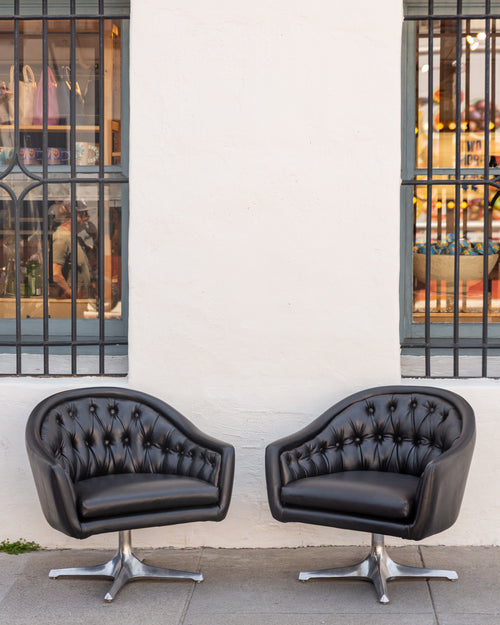 1960s Chromcraft Tufted Swivel Lounge Chair